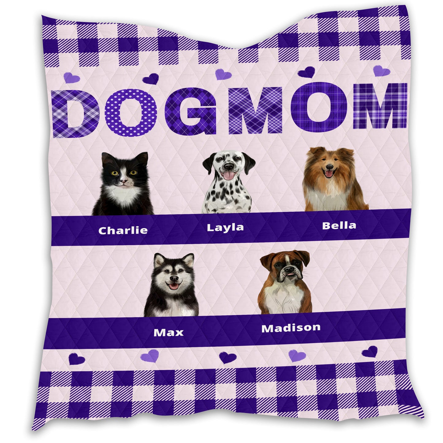 Personalized Dog Cat Pet Mom Quilt 1-10 Pets