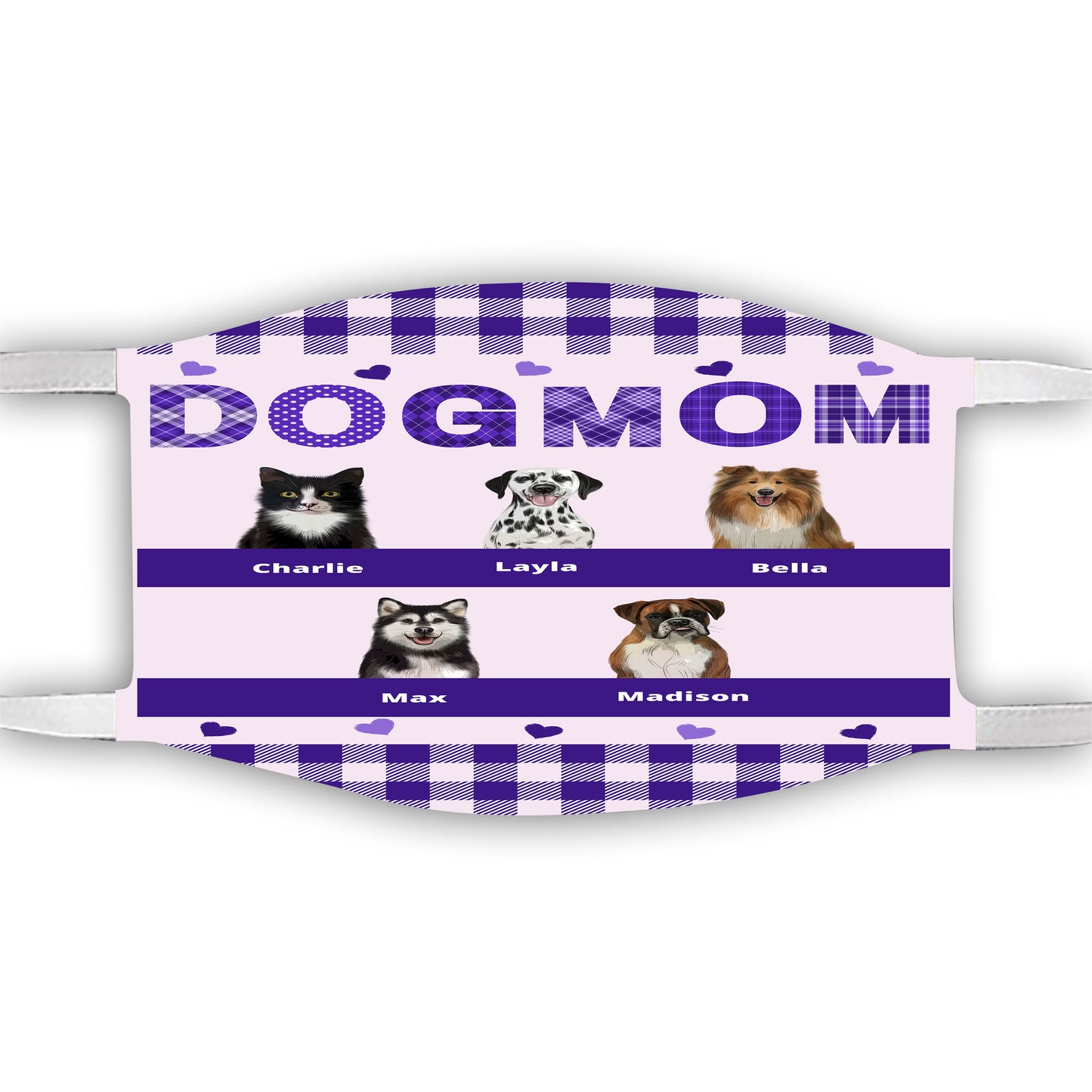 Personalized Dog Cat Pet Mom Face Mask 1-10 Pets