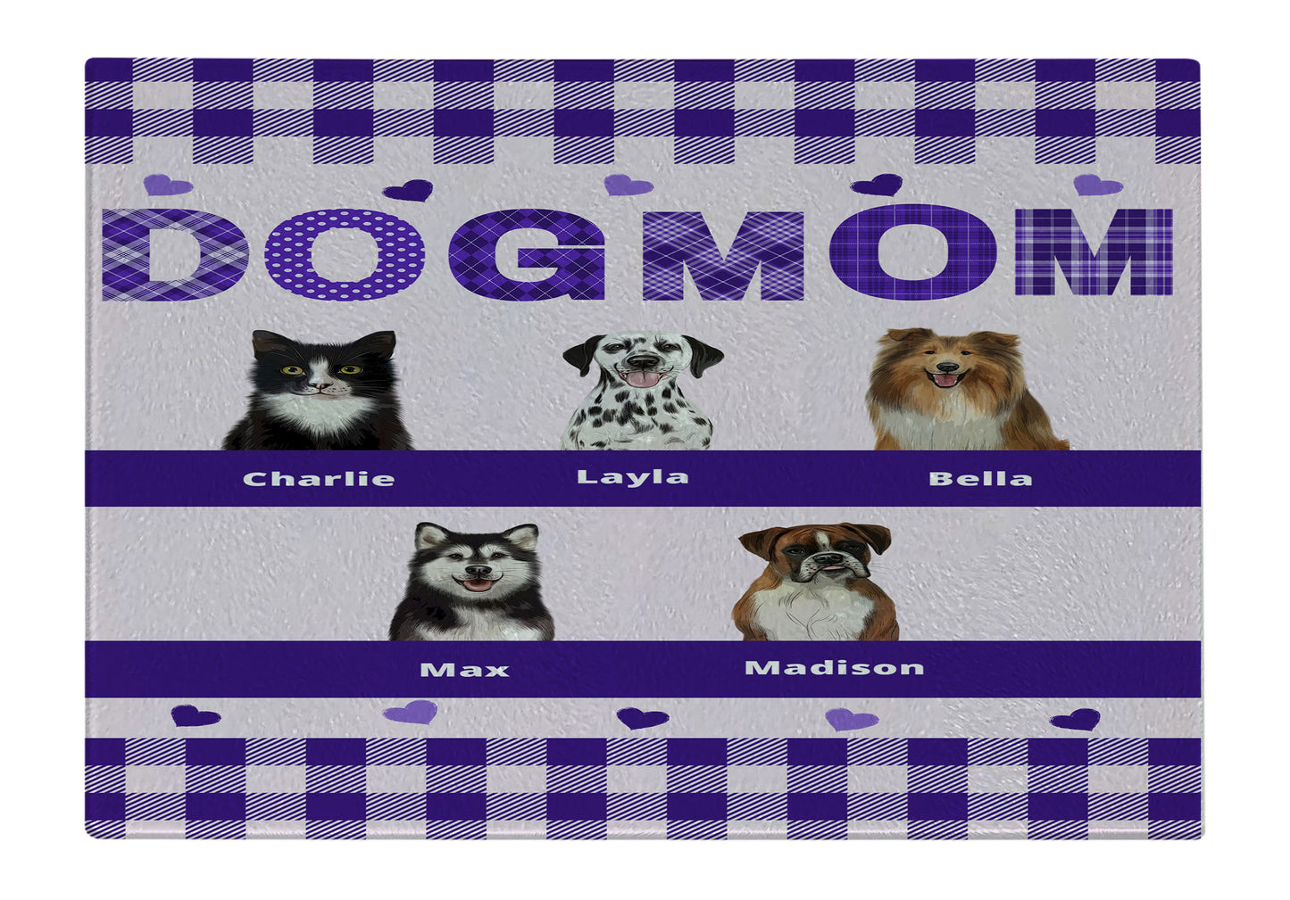 Personalized Dog MOM Cutting Board 1 to 10 Pets