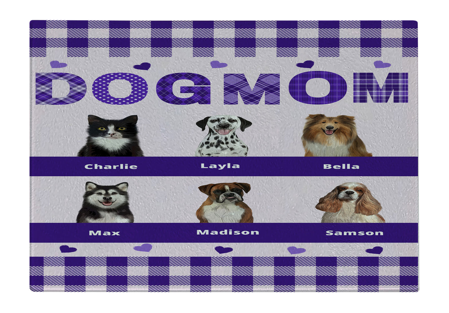 Personalized Dog MOM Cutting Board 1 to 10 Pets