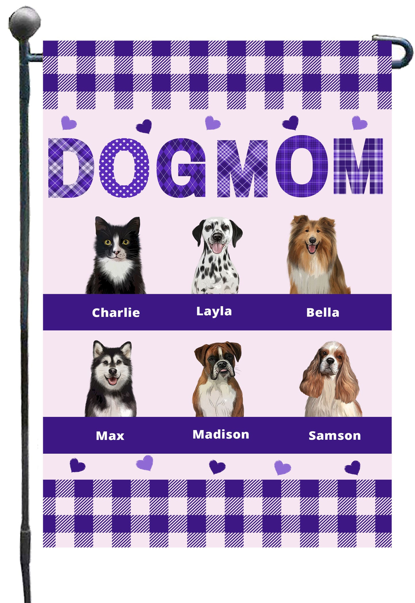 Personalized Dog Cat Pet MOM Garden Flag 1-10 pets
