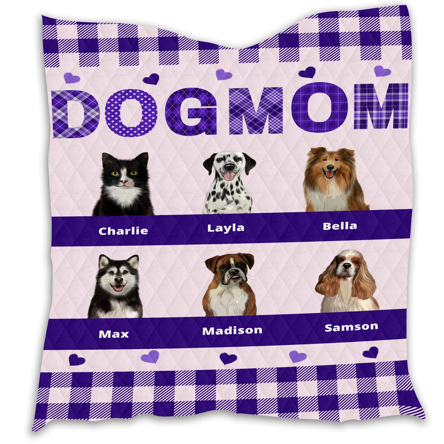 Personalized Dog Cat Pet Mom Quilt 1-10 Pets