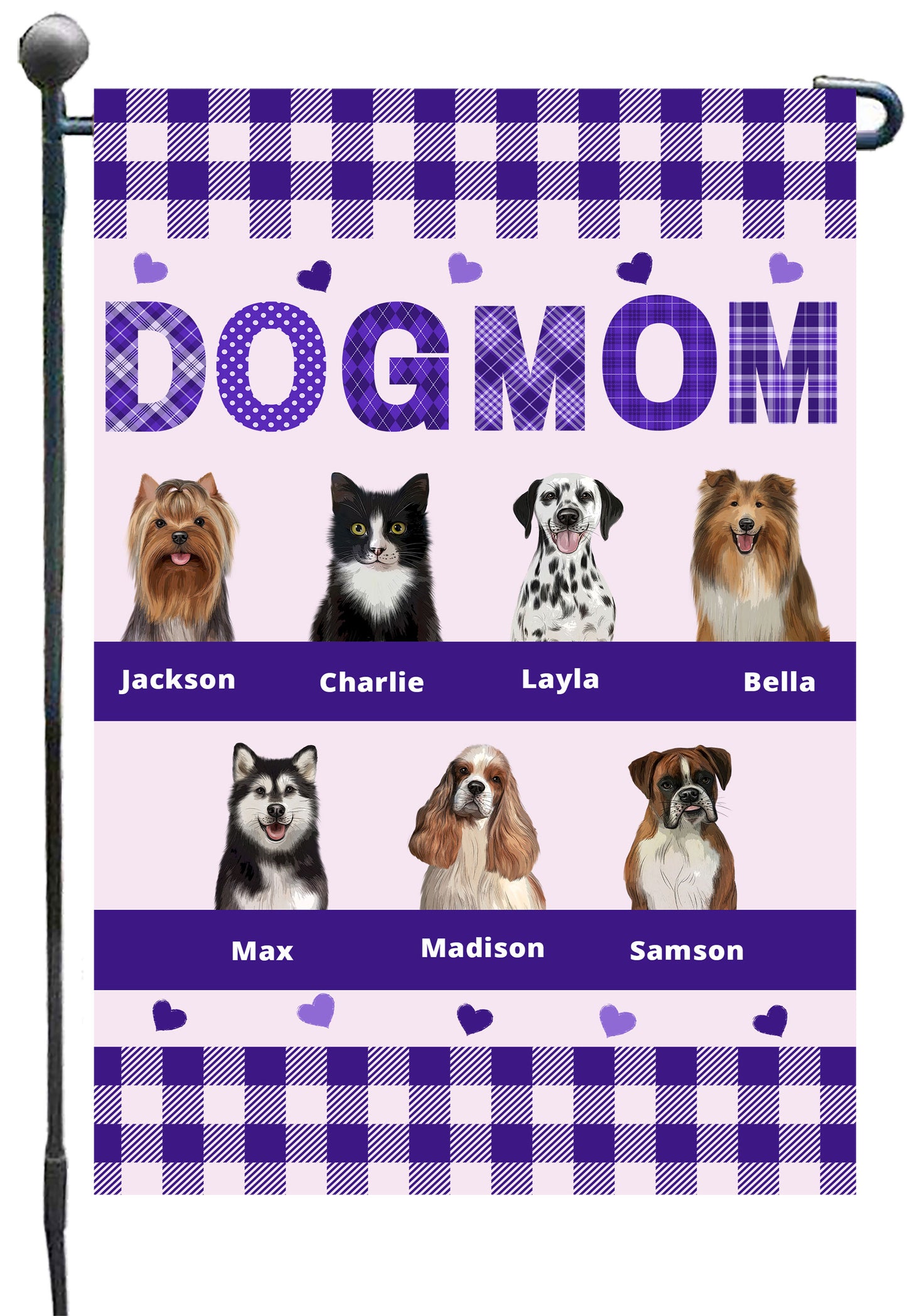 Personalized Dog Cat Pet MOM Garden Flag 1-10 pets