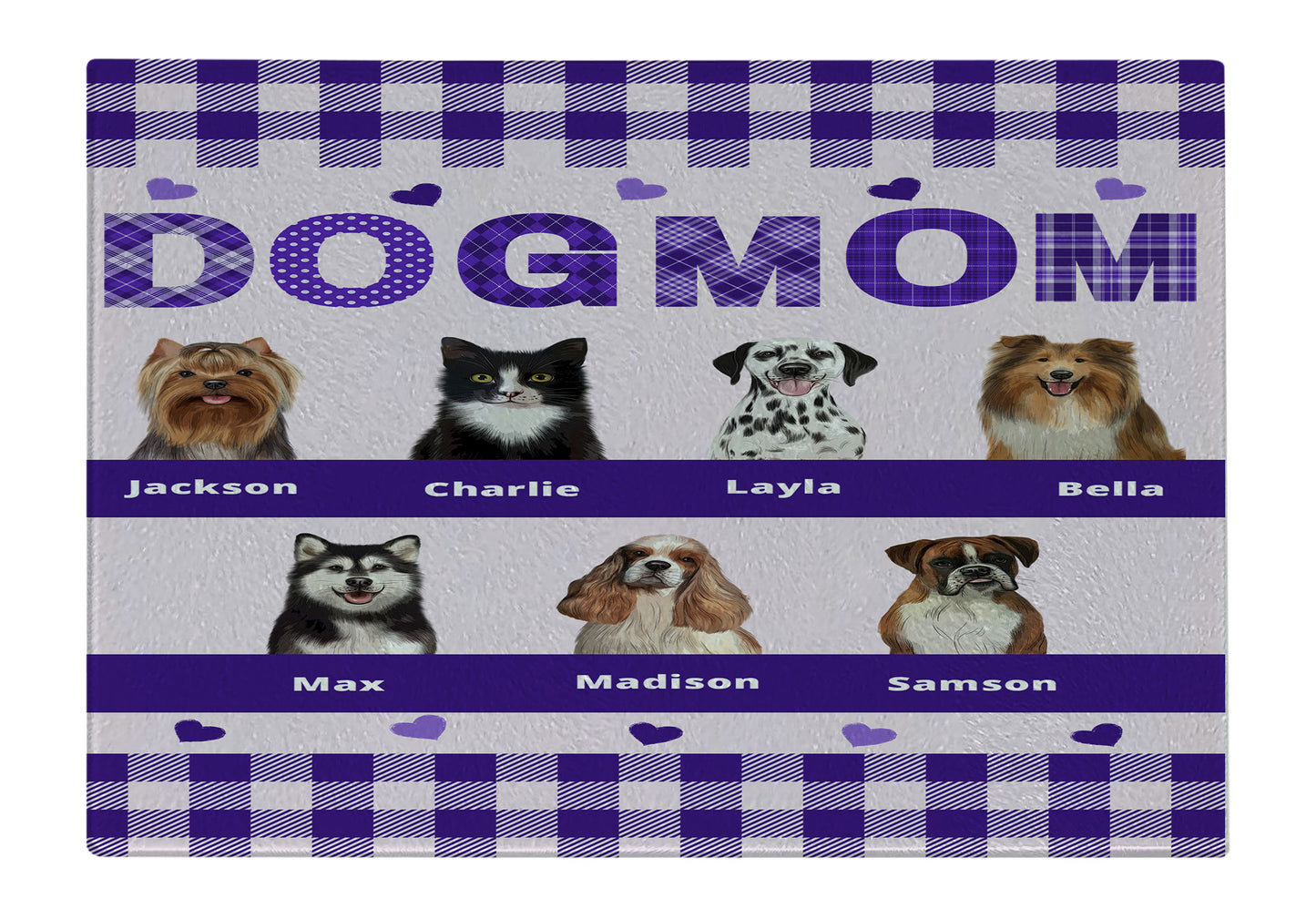 Personalized Dog MOM Cutting Board 1 to 10 Pets