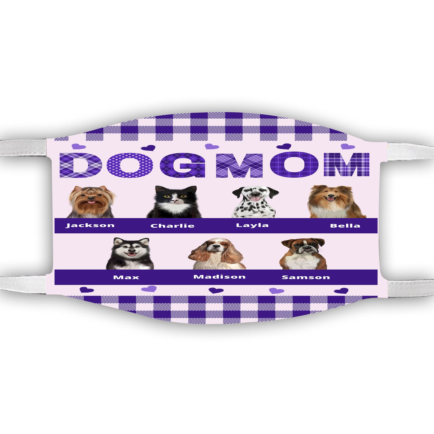 Personalized Dog Cat Pet Mom Face Mask 1-10 Pets