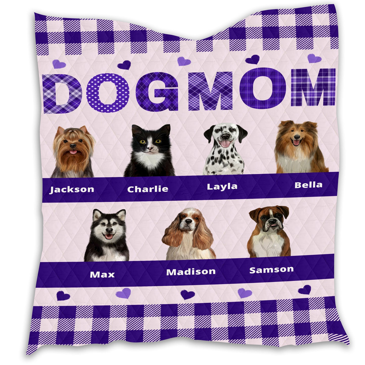 Personalized Dog Cat Pet Mom Quilt 1-10 Pets