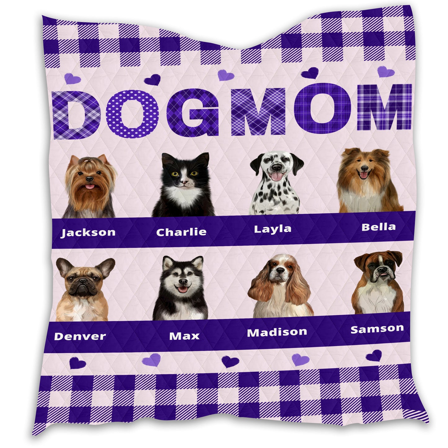 Personalized Dog Cat Pet Mom Quilt 1-10 Pets