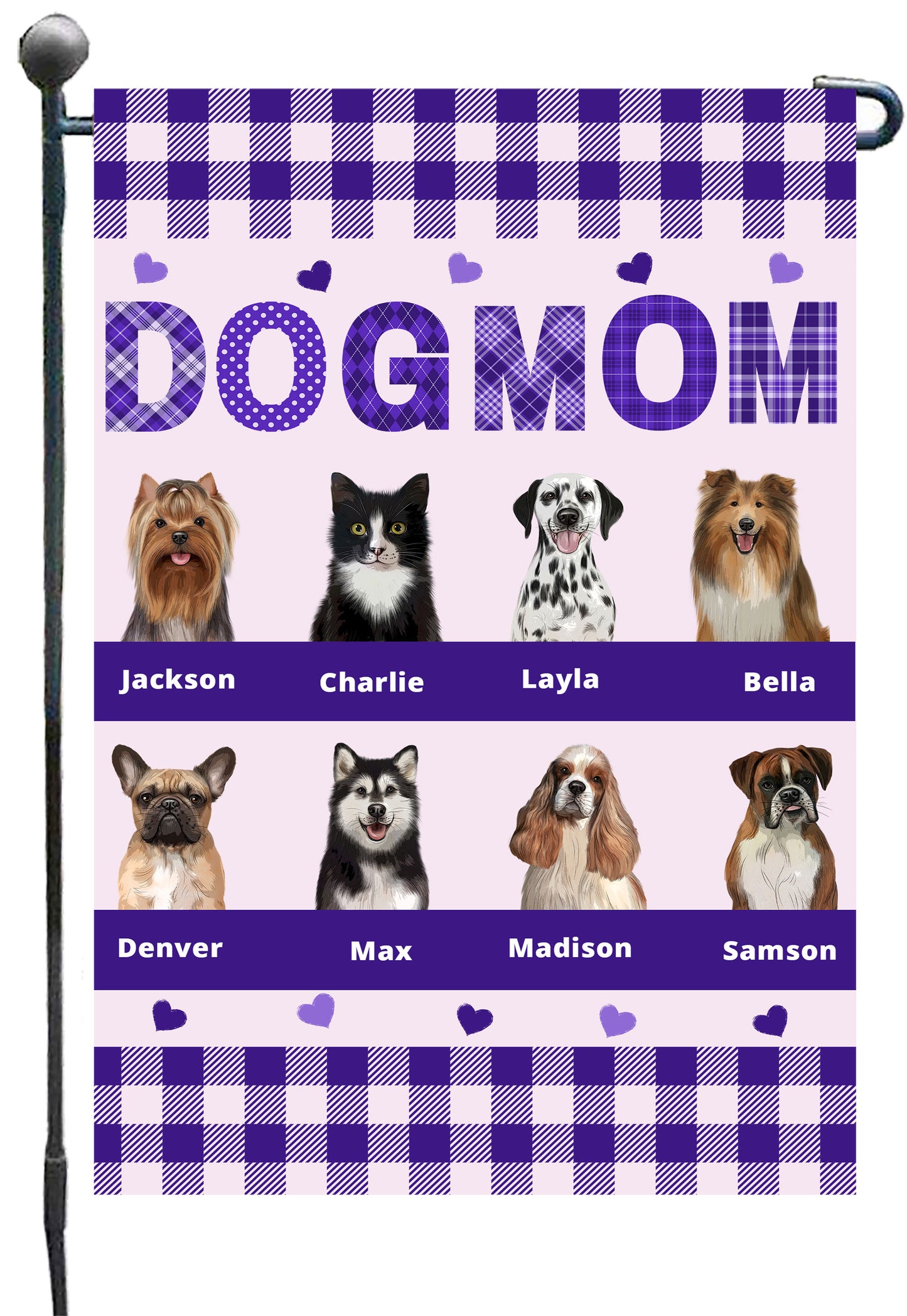 Personalized Dog Cat Pet MOM Garden Flag 1-10 pets