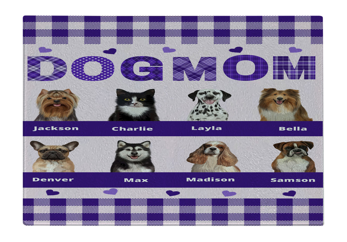 Personalized Dog MOM Cutting Board 1 to 10 Pets