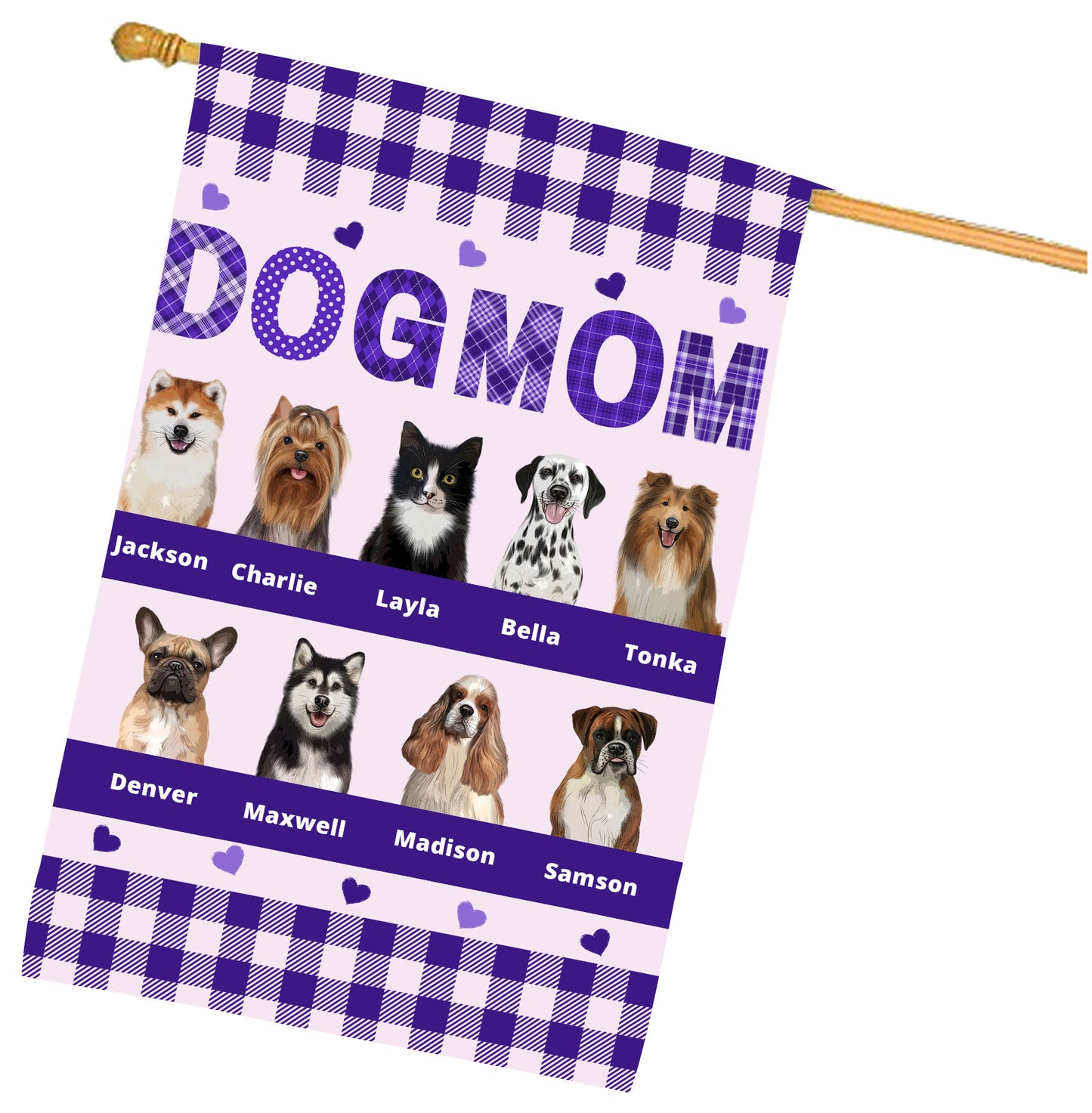 Personalized Dog MOM House Flag