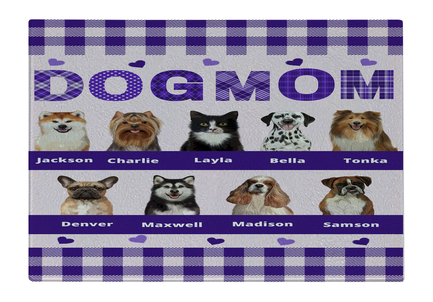 Personalized Dog MOM Cutting Board 1 to 10 Pets