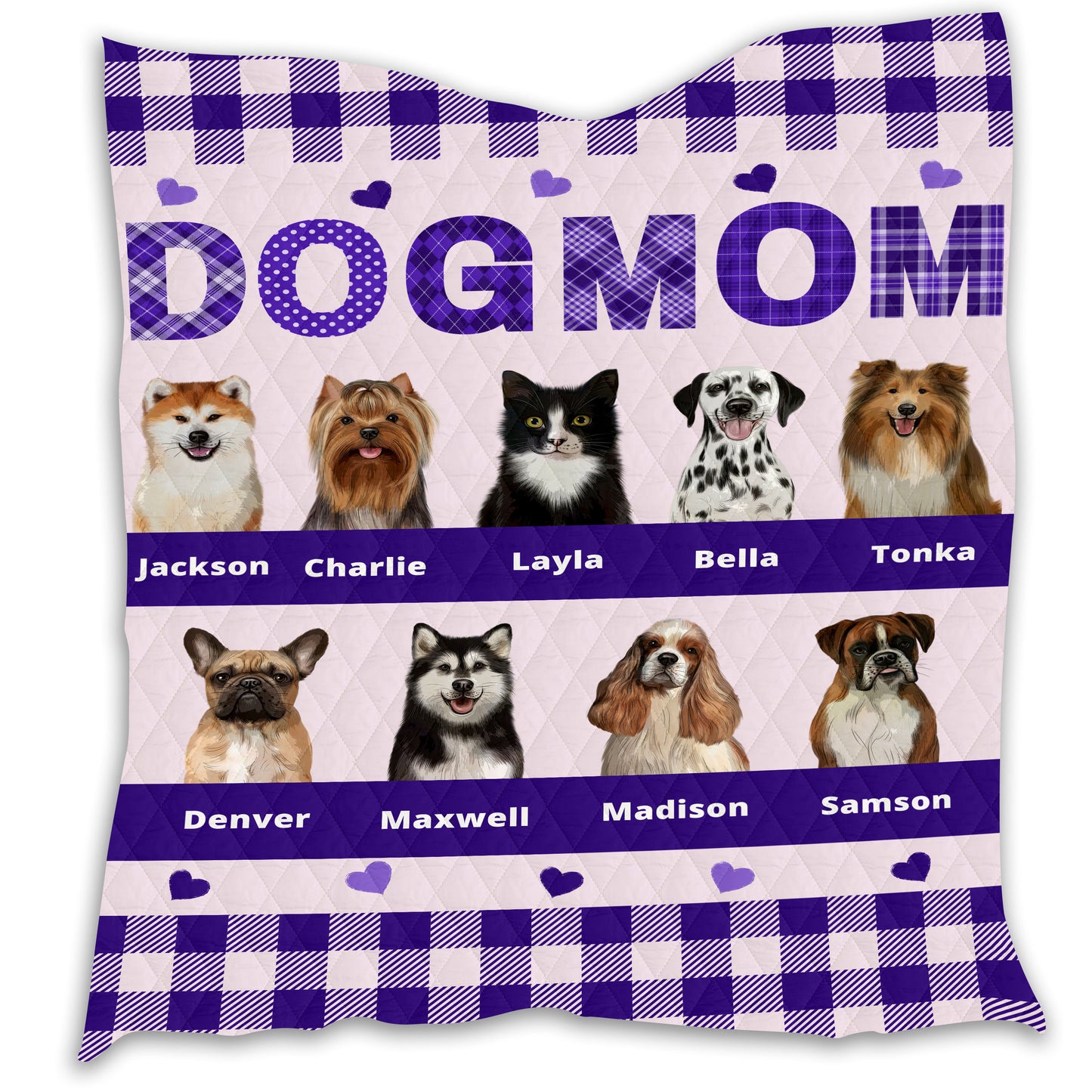 Personalized Dog Cat Pet Mom Quilt 1-10 Pets