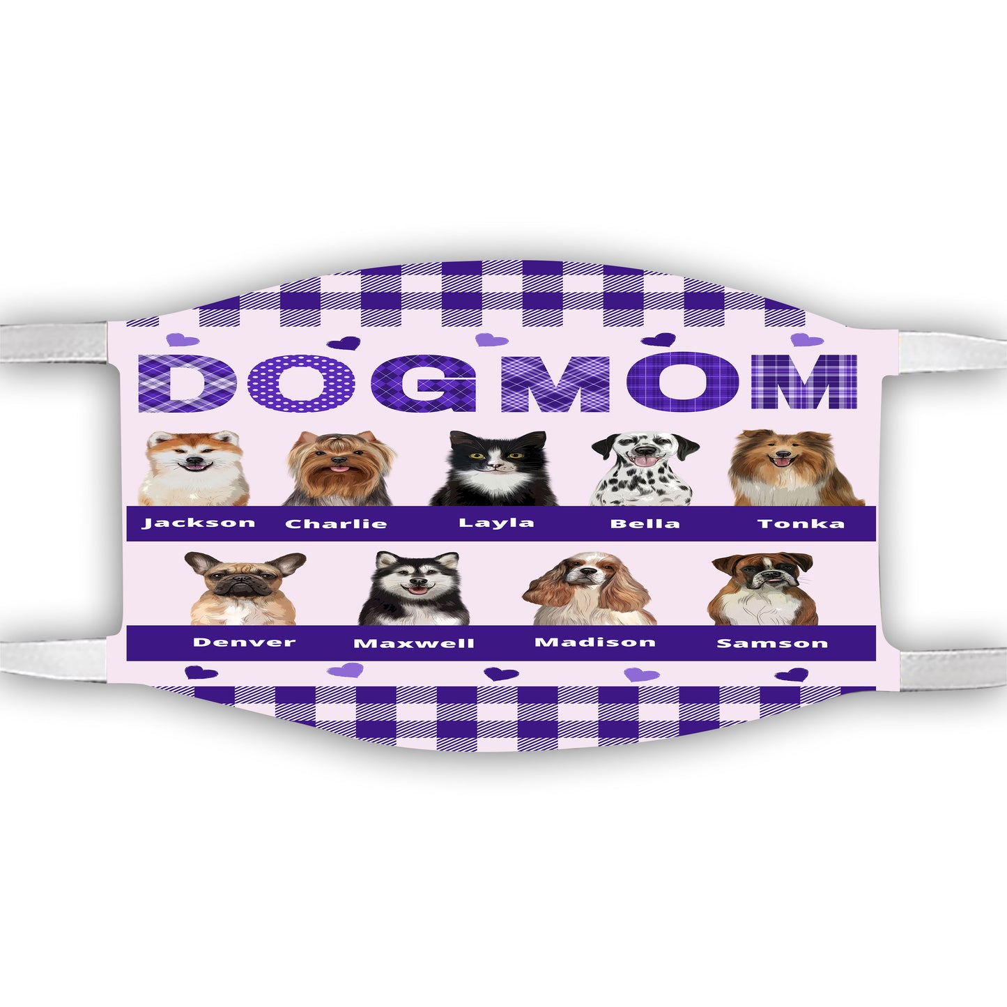 Personalized Dog Cat Pet Mom Face Mask 1-10 Pets