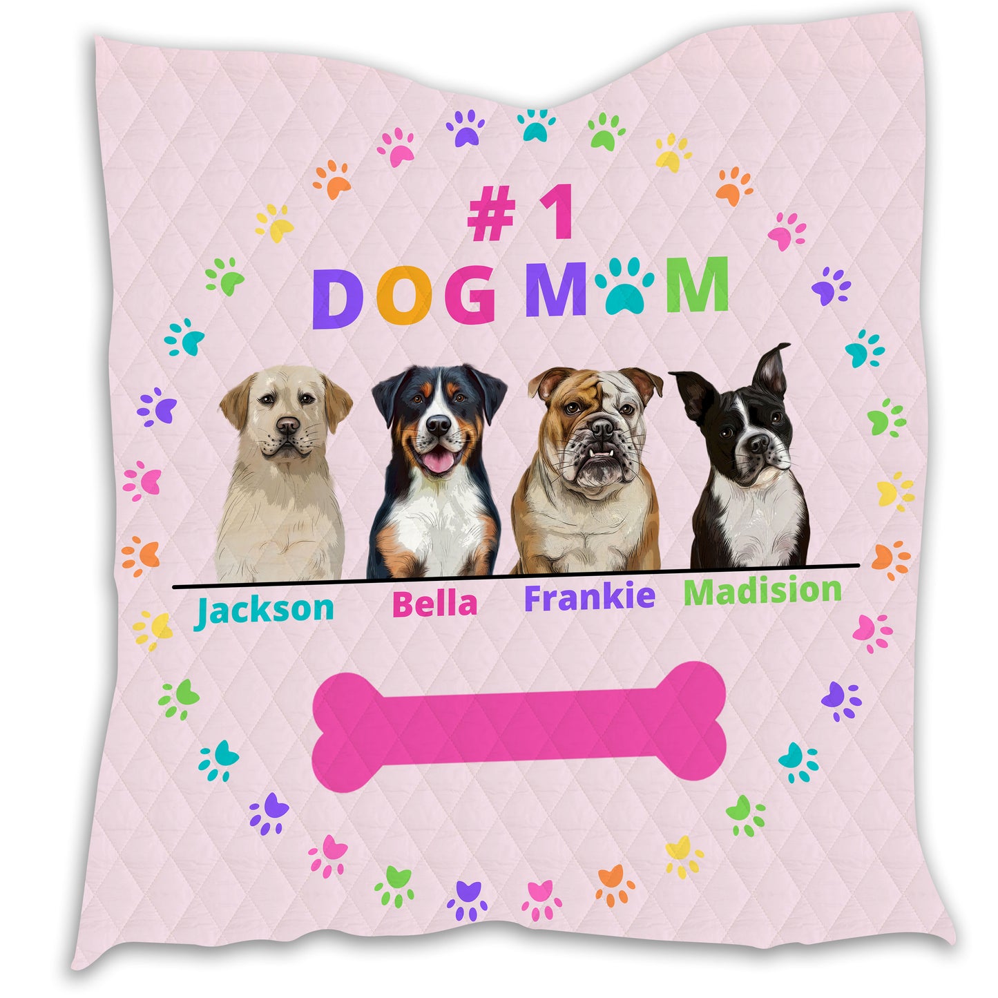 Personalized Dog Cat Pet #1 MOM  Quilt 1-4 Pets