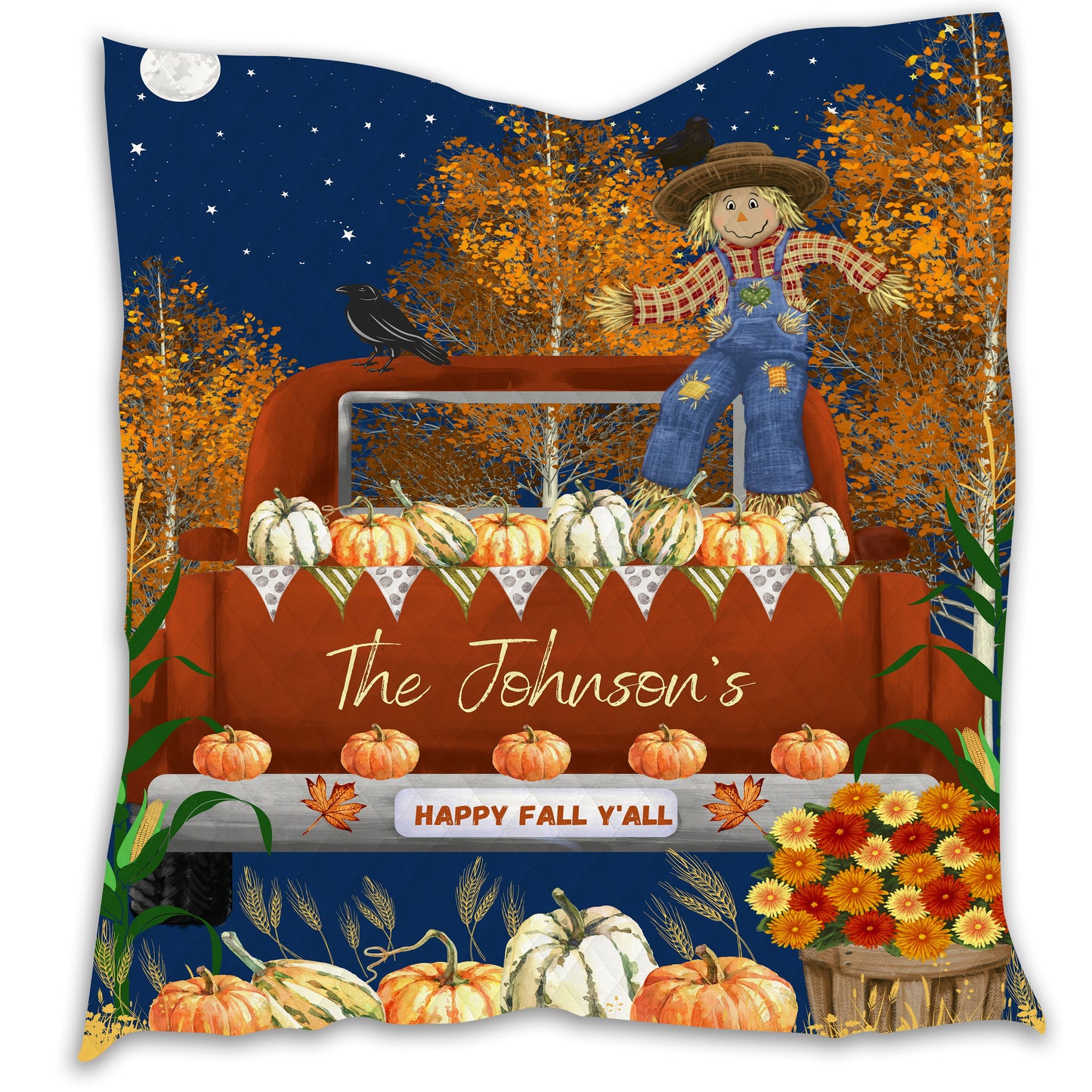 Personalized Happy Fall Y'All Quilt