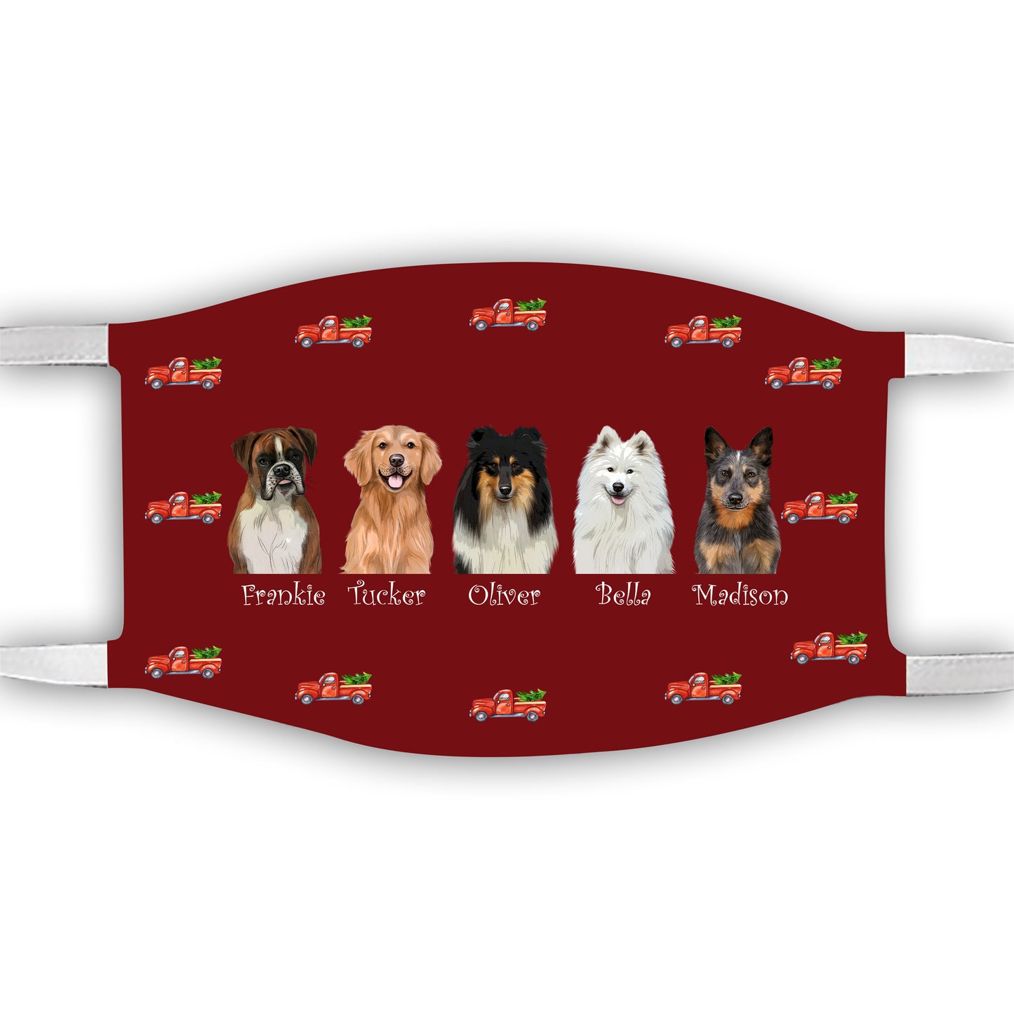 Personalized Express Red Truck Dog Cat Pets Face Mask