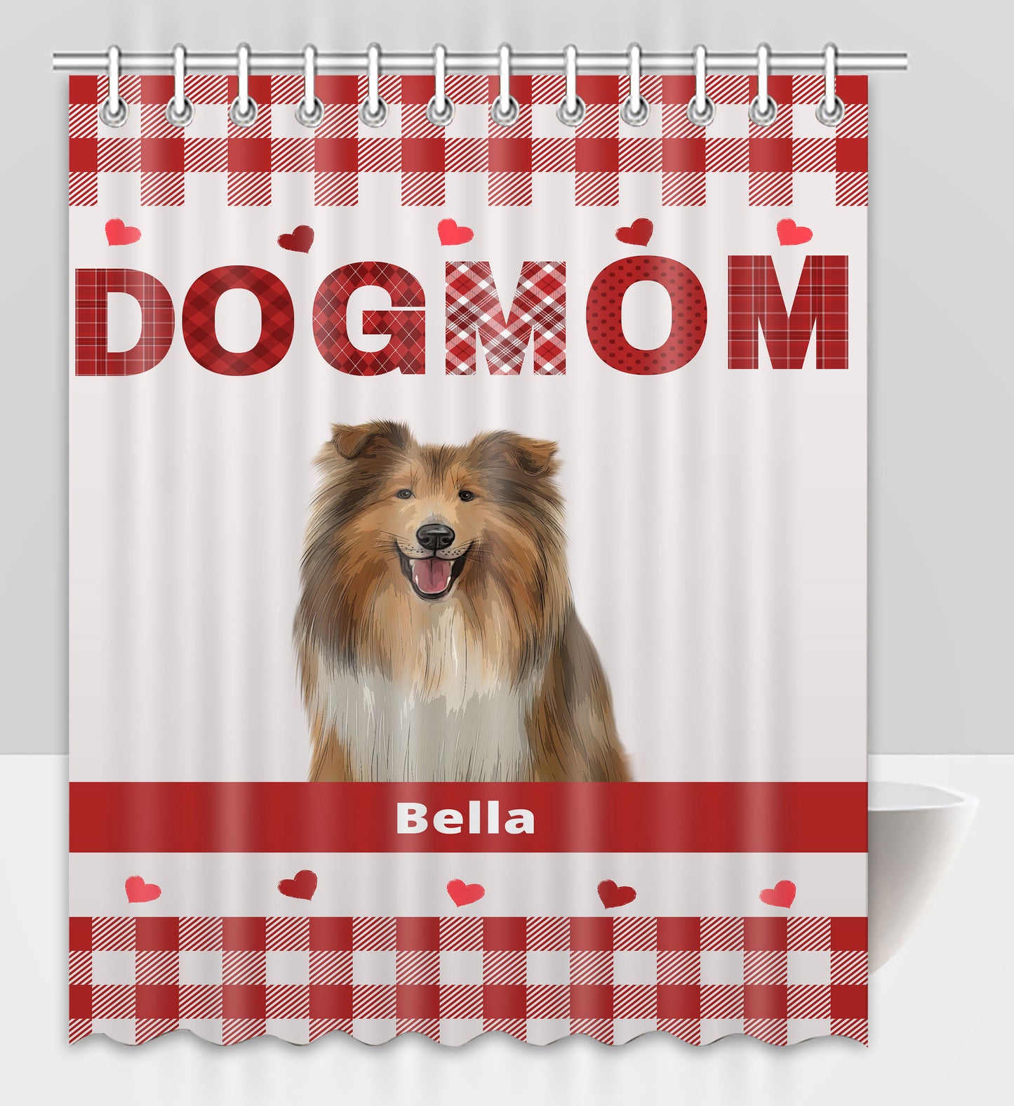 Personalized Dog MOM Pet Dog Cat Shower Curtain 1-10 pets