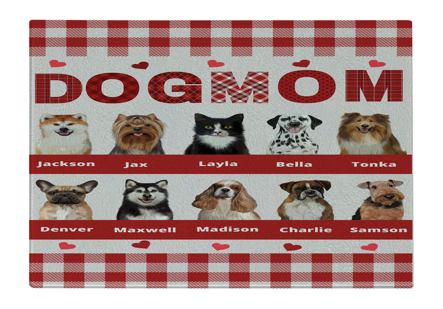 Personalized Dog MOM Cutting Board 1 to 10 Pets