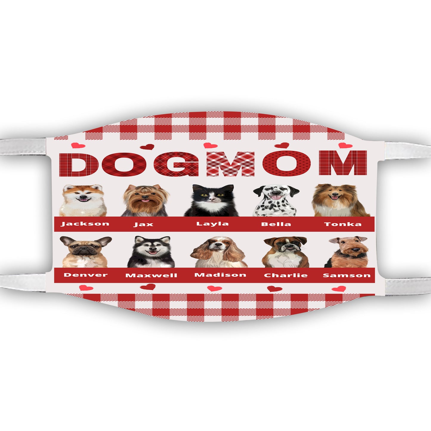 Personalized Dog Cat Pet Mom Face Mask 1-10 Pets