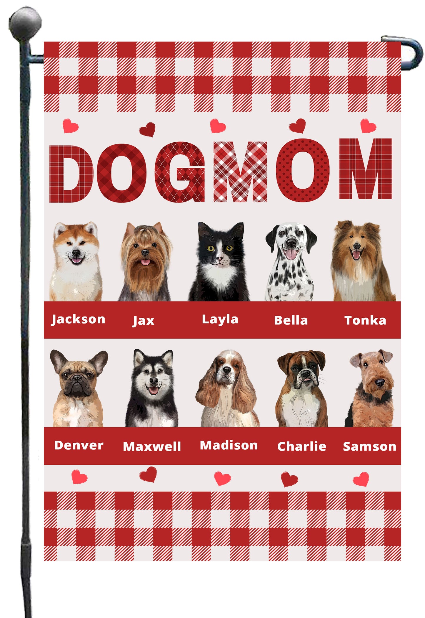Personalized Dog Cat Pet MOM Garden Flag 1-10 pets