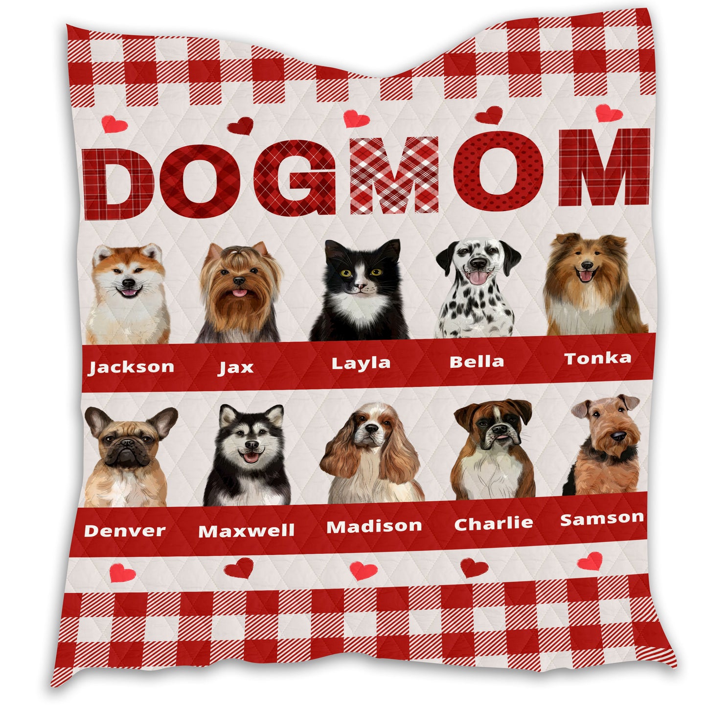 Personalized Dog Cat Pet Mom Quilt 1-10 Pets