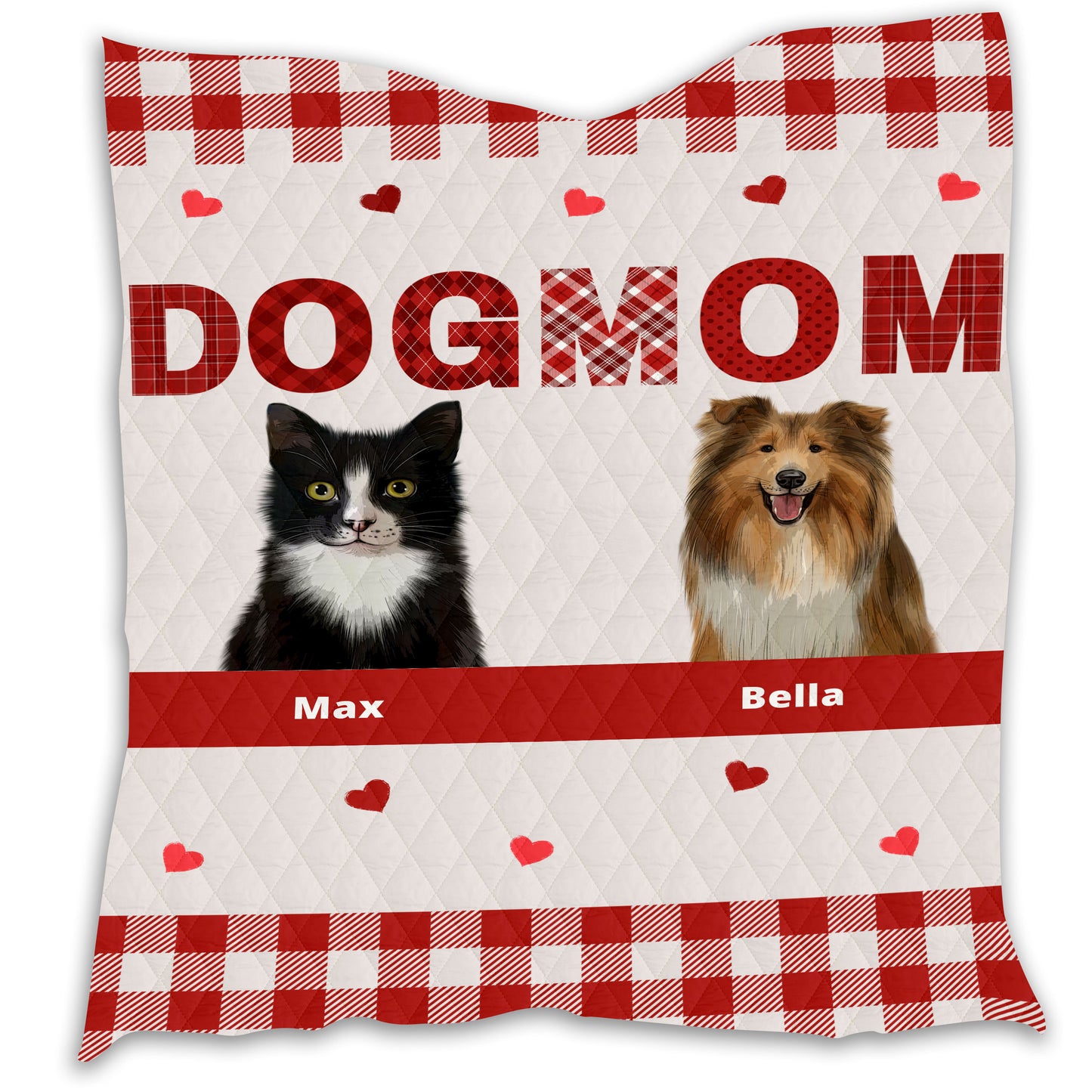 Personalized Dog Cat Pet Mom Quilt 1-10 Pets