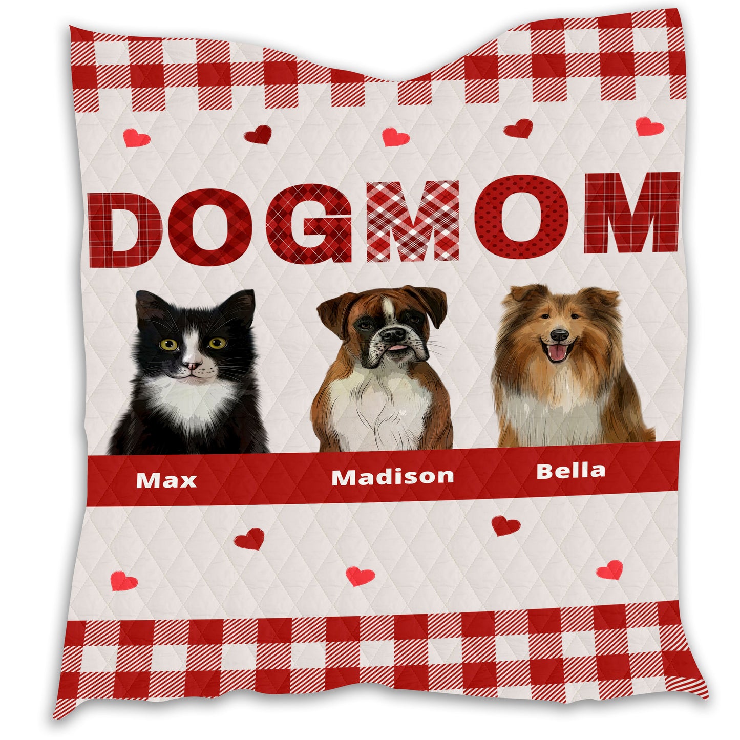 Personalized Dog Cat Pet Mom Quilt 1-10 Pets