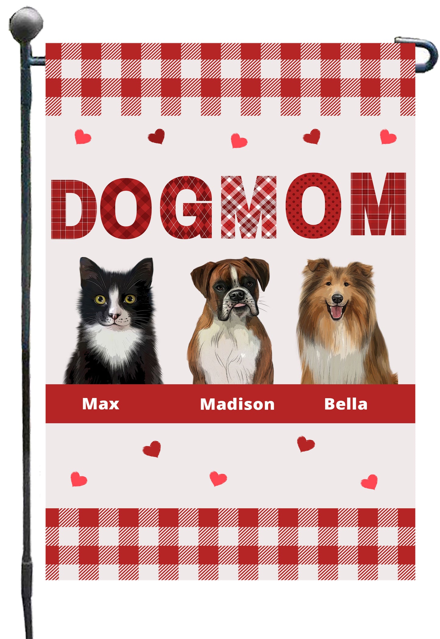 Personalized Dog Cat Pet MOM Garden Flag 1-10 pets