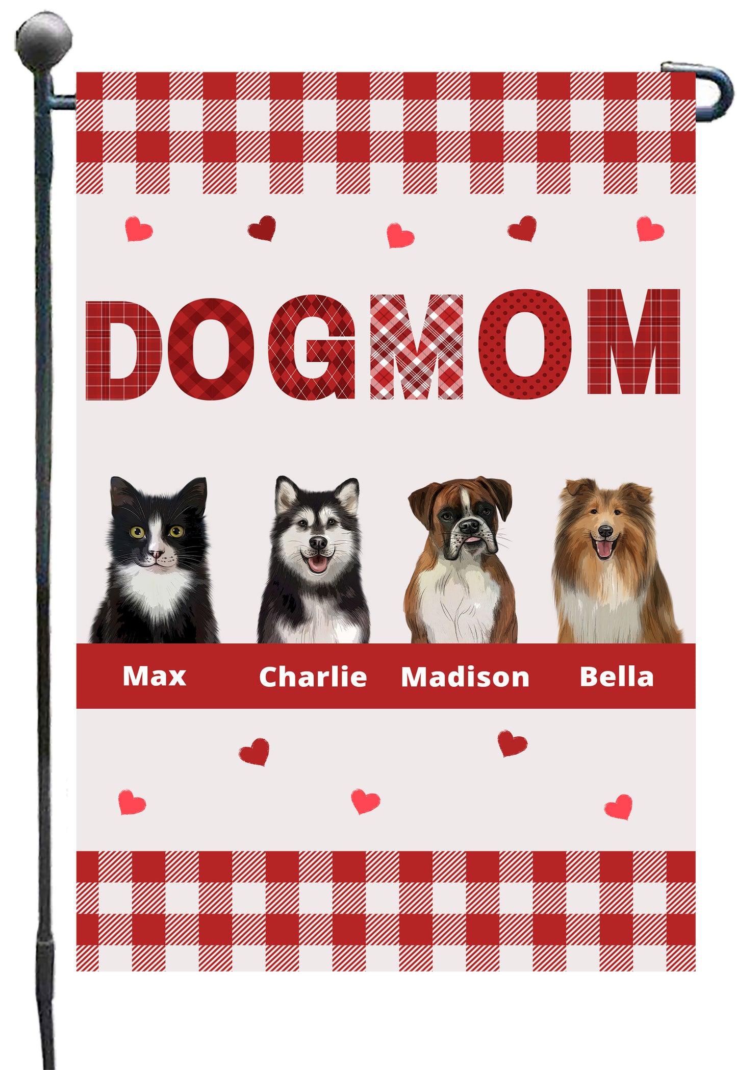Personalized Dog Cat Pet MOM Garden Flag 1-10 pets