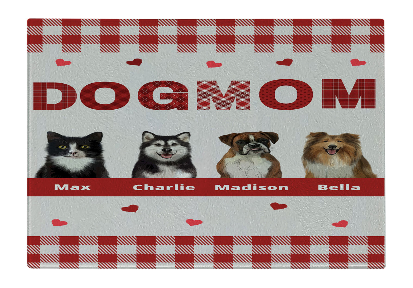 Personalized Dog MOM Cutting Board 1 to 10 Pets