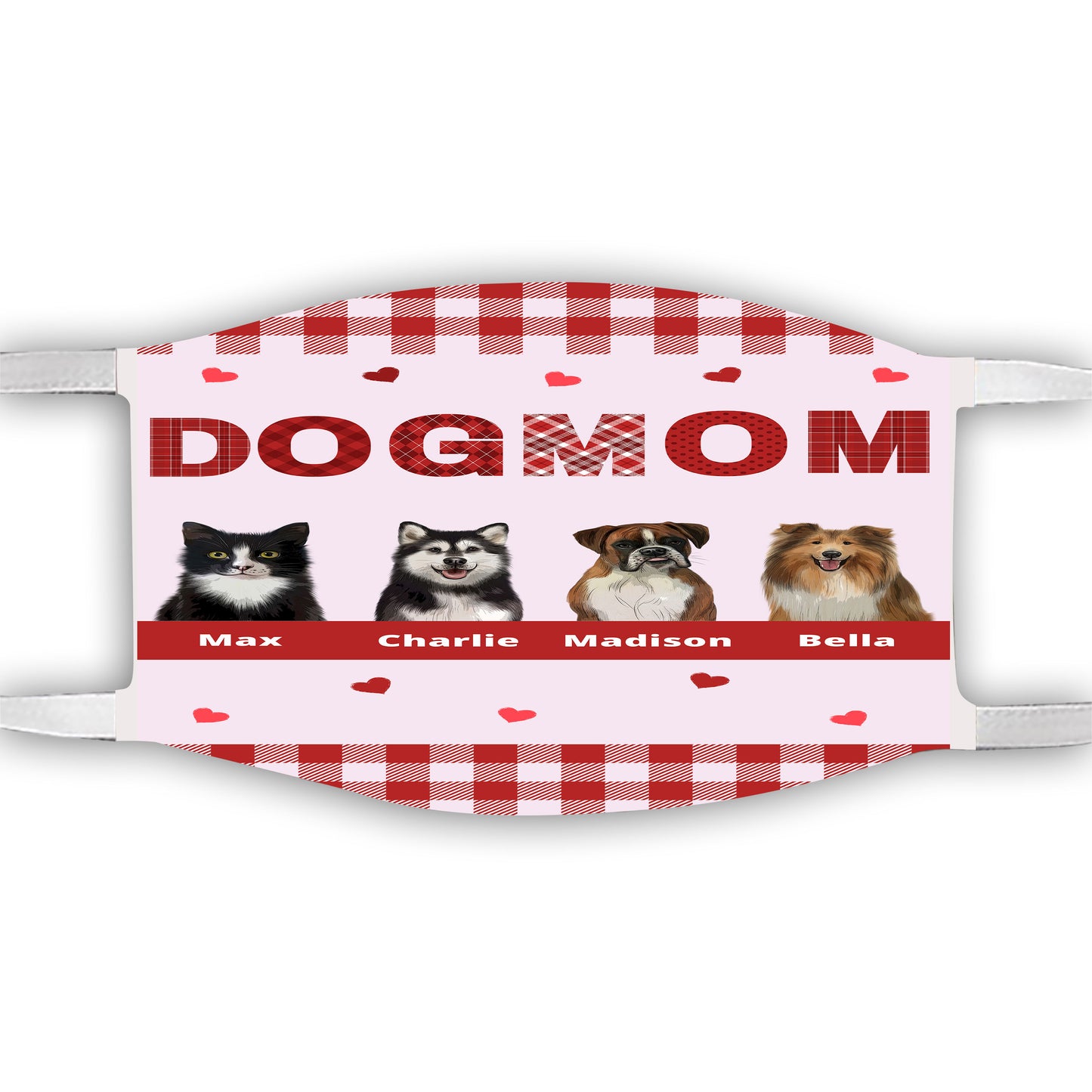 Personalized Dog Cat Pet Mom Face Mask 1-10 Pets