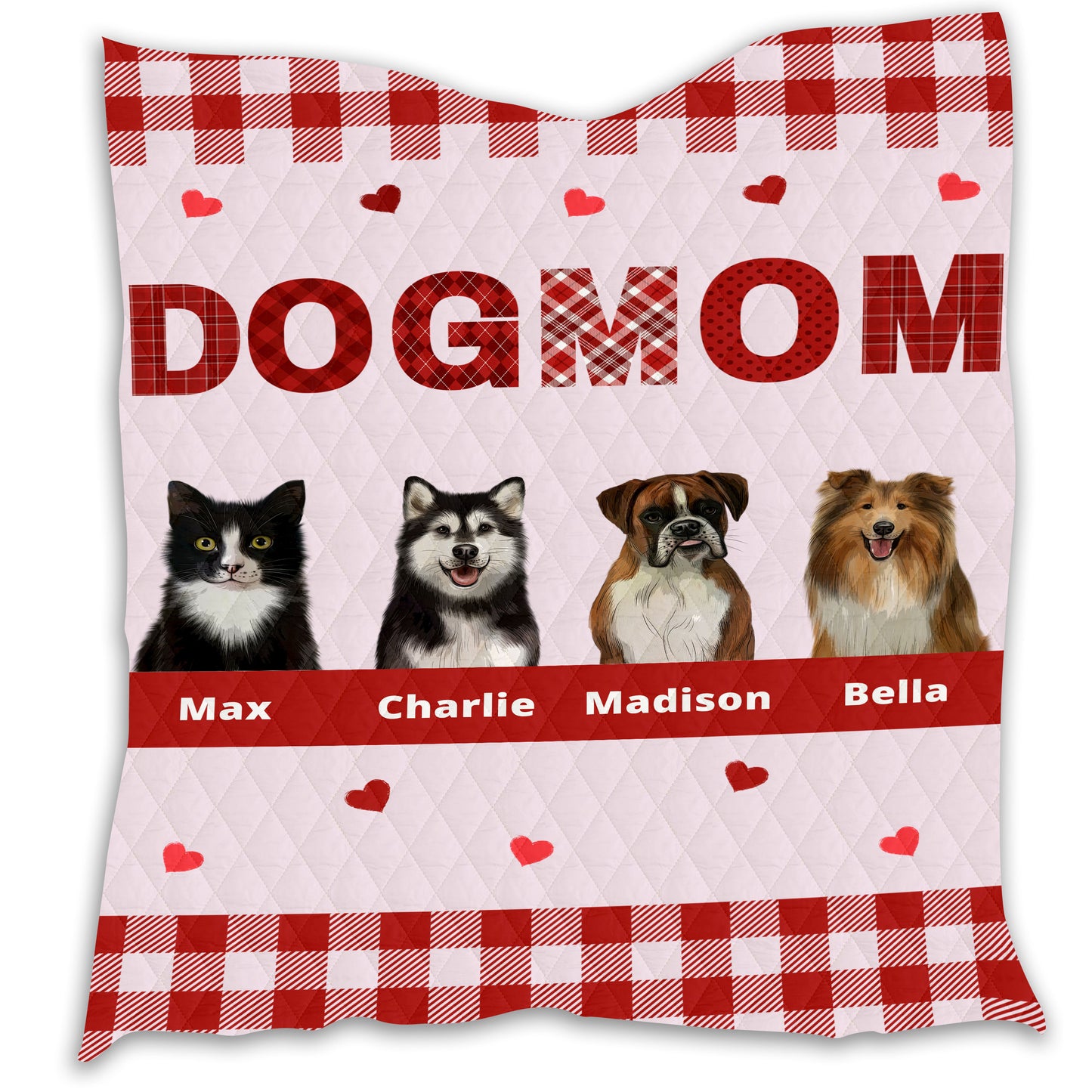 Personalized Dog Cat Pet Mom Quilt 1-10 Pets