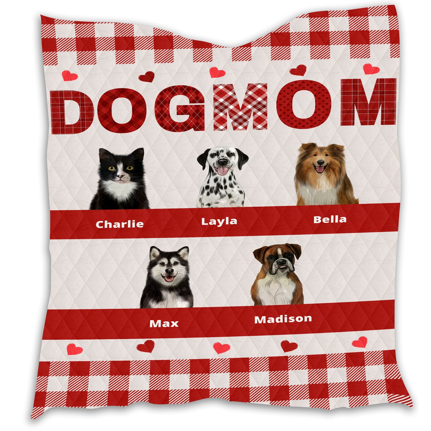 Personalized Dog Cat Pet Mom Quilt 1-10 Pets