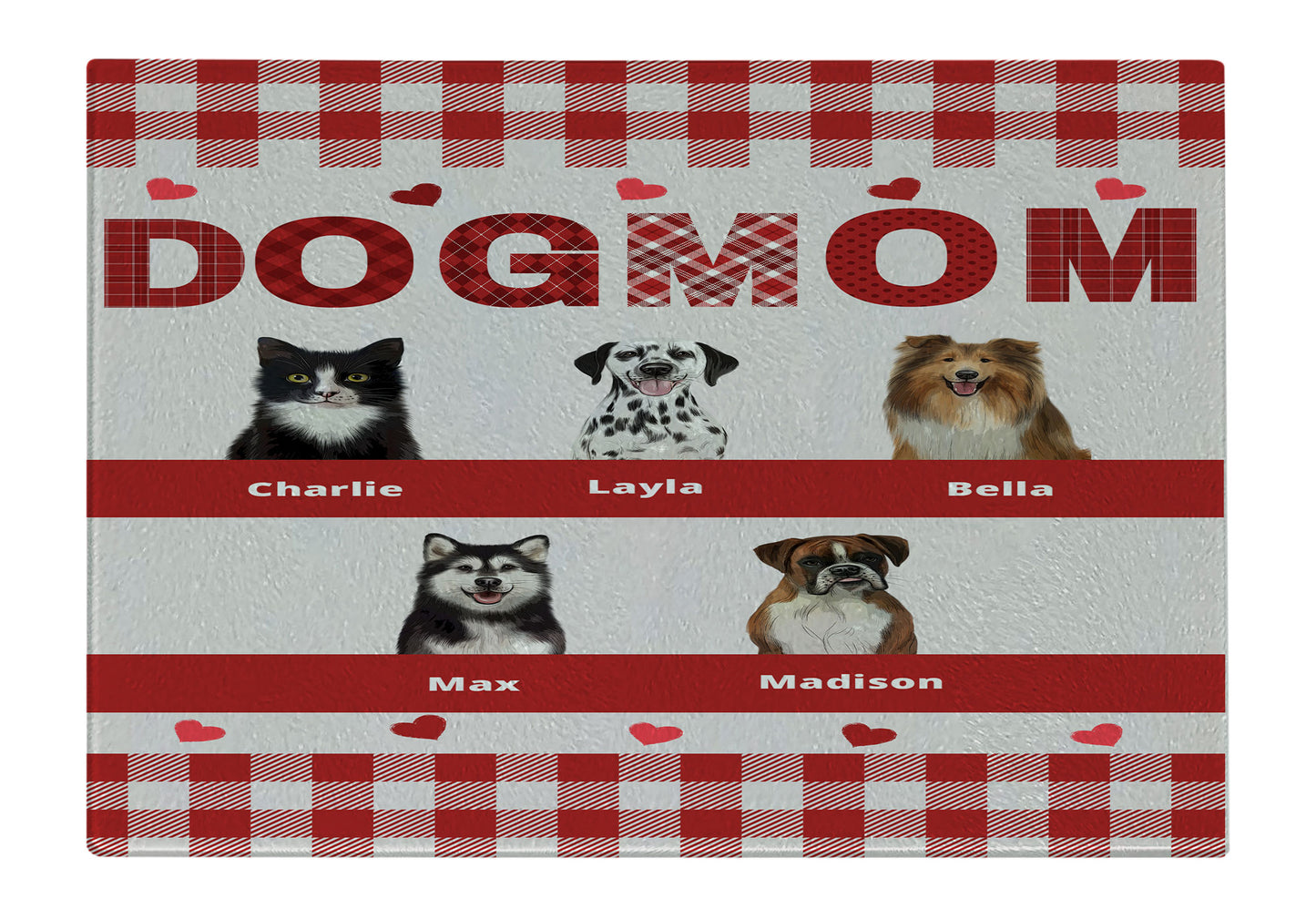 Personalized Dog MOM Cutting Board 1 to 10 Pets