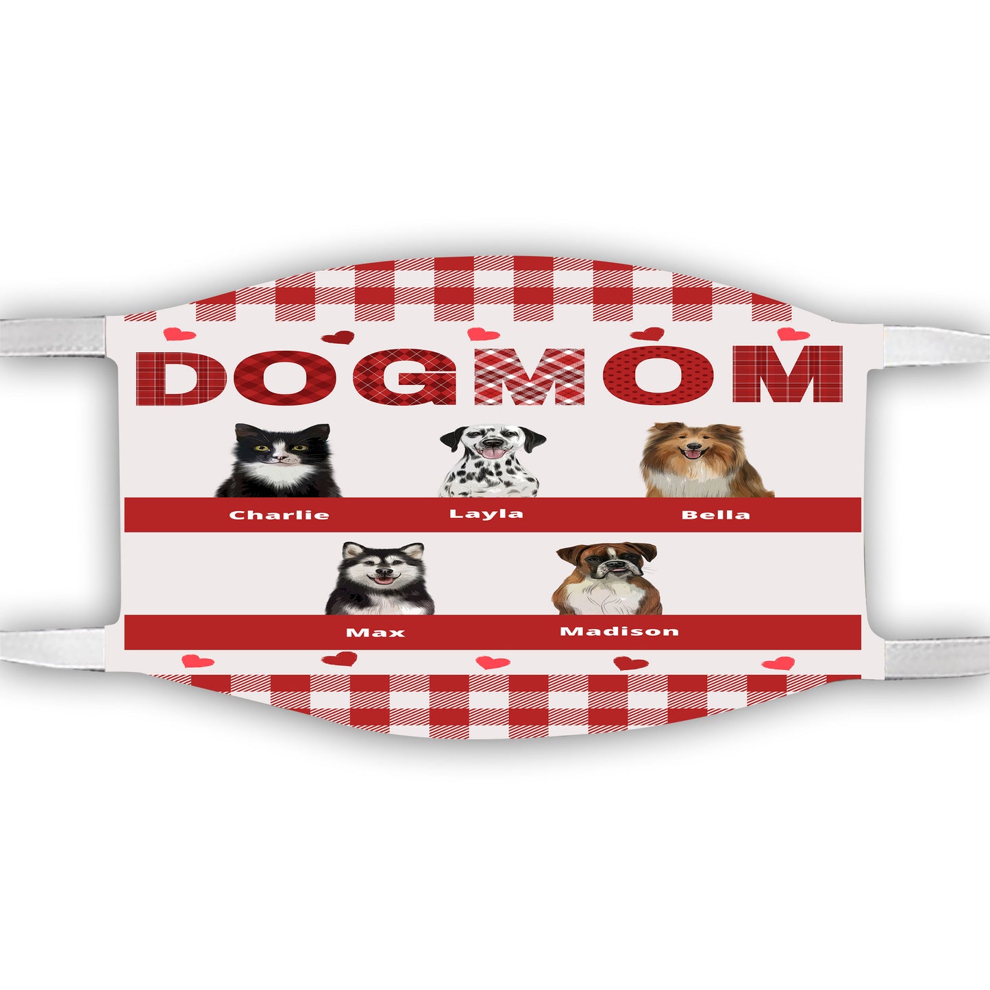 Personalized Dog Cat Pet Mom Face Mask 1-10 Pets