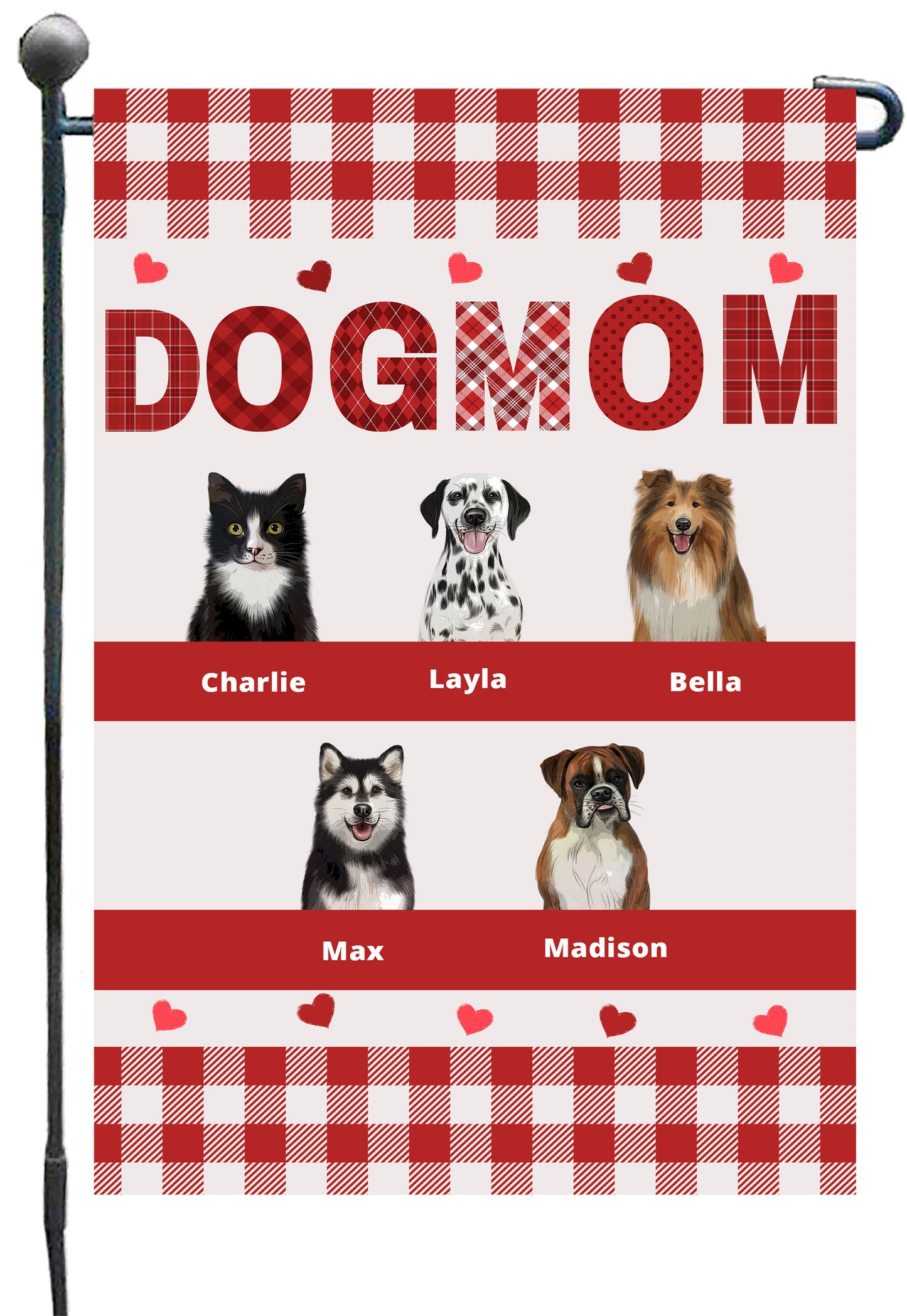 Personalized Dog Cat Pet MOM Garden Flag 1-10 pets