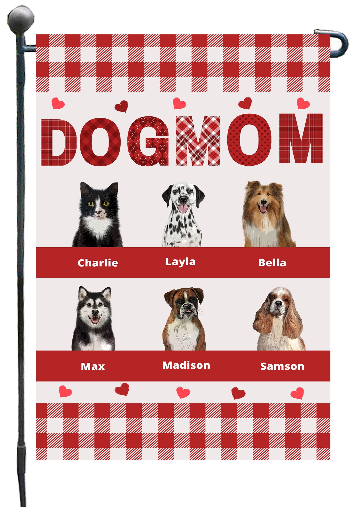 Personalized Dog Cat Pet MOM Garden Flag 1-10 pets