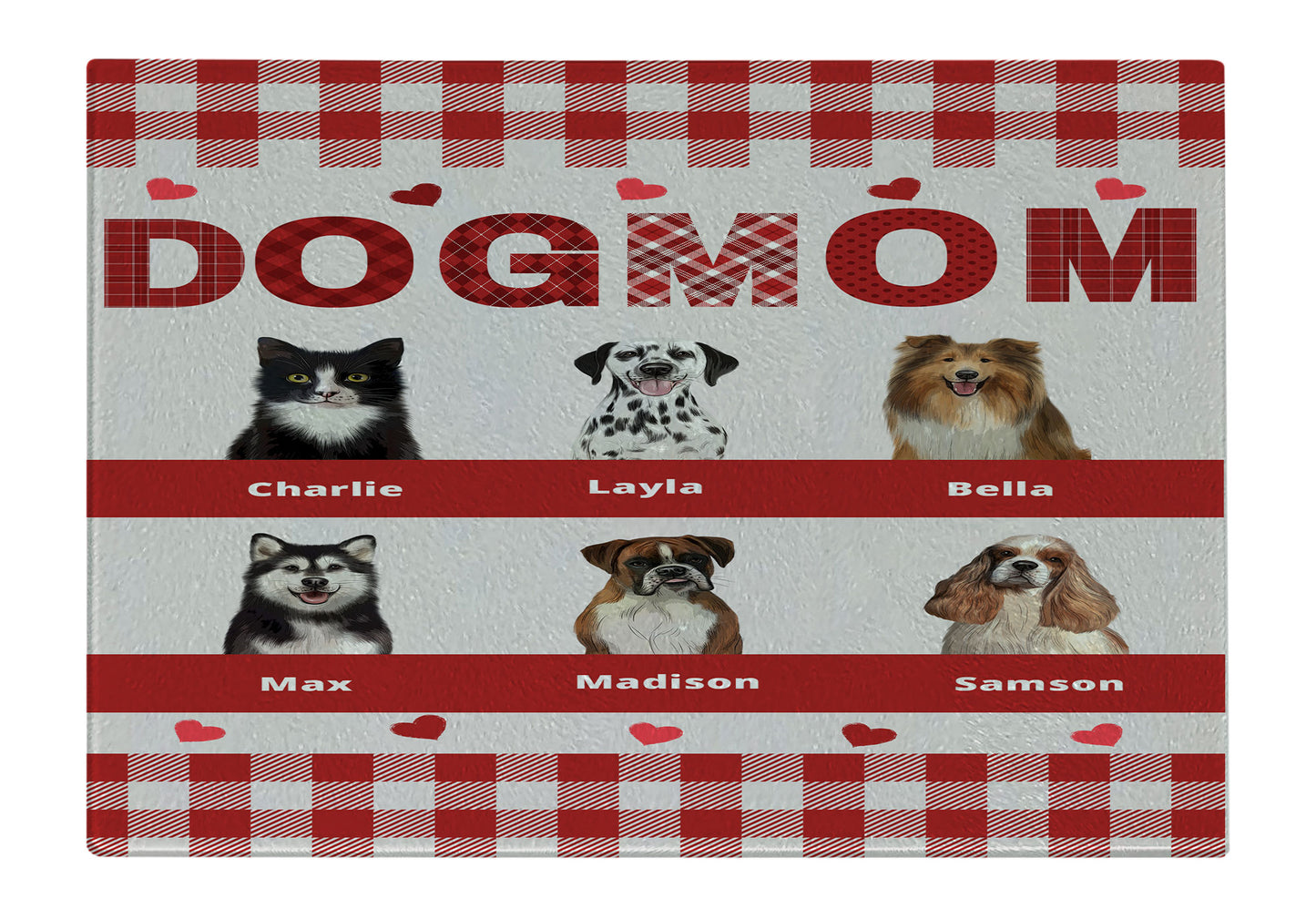 Personalized Dog MOM Cutting Board 1 to 10 Pets