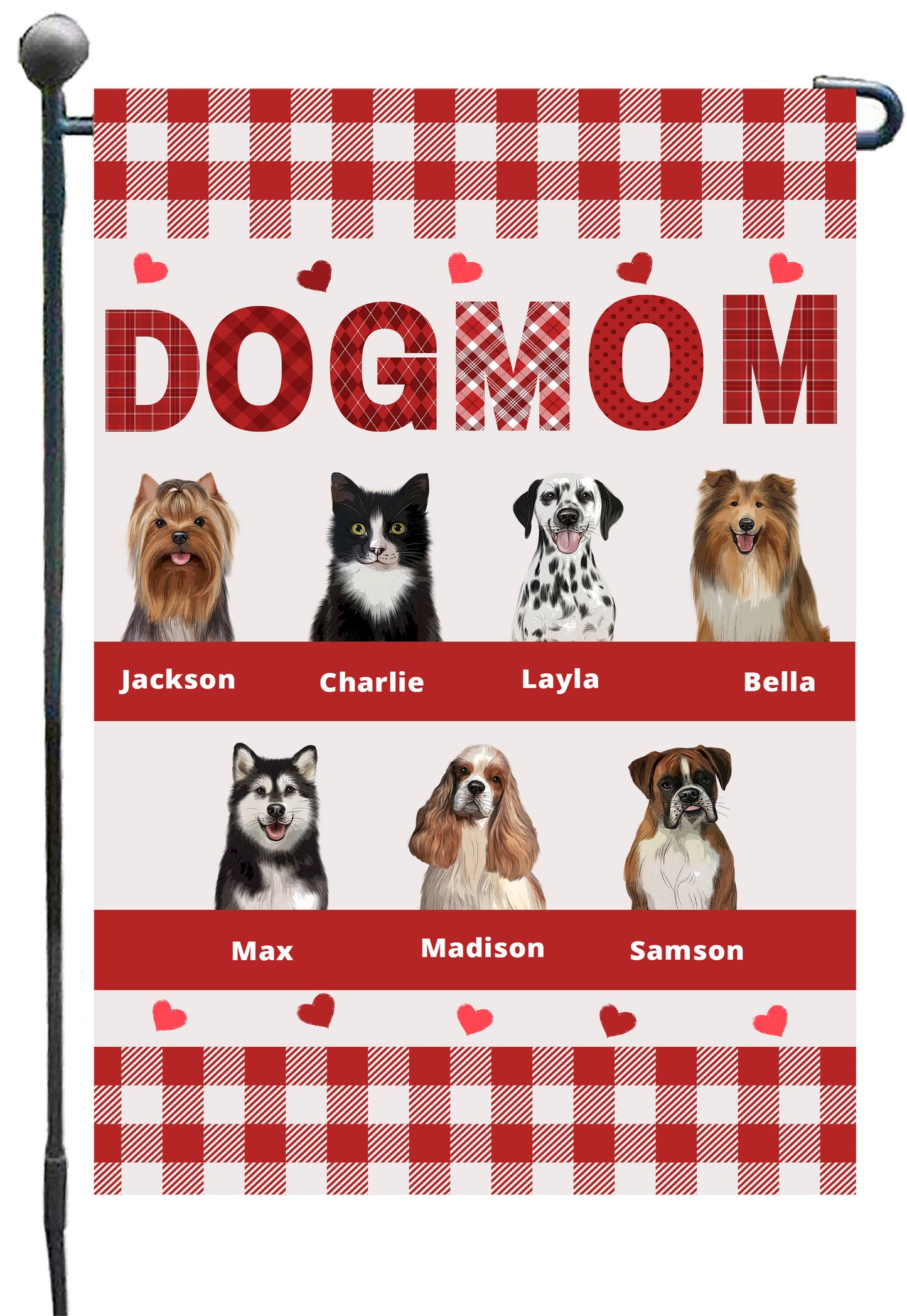 Personalized Dog Cat Pet MOM Garden Flag 1-10 pets