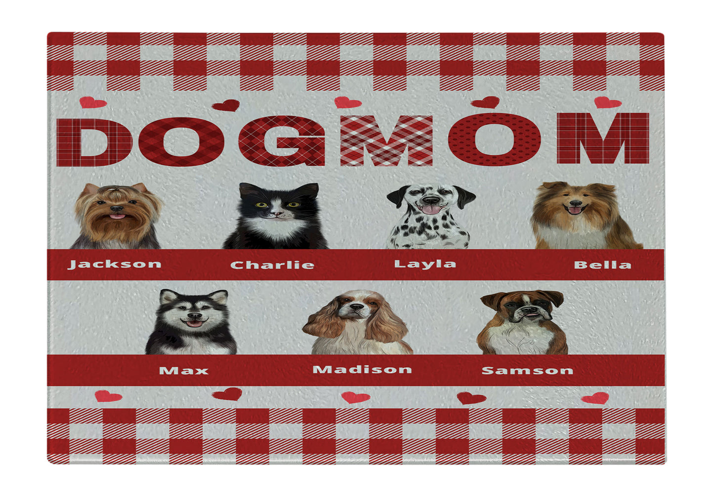 Personalized Dog MOM Cutting Board 1 to 10 Pets