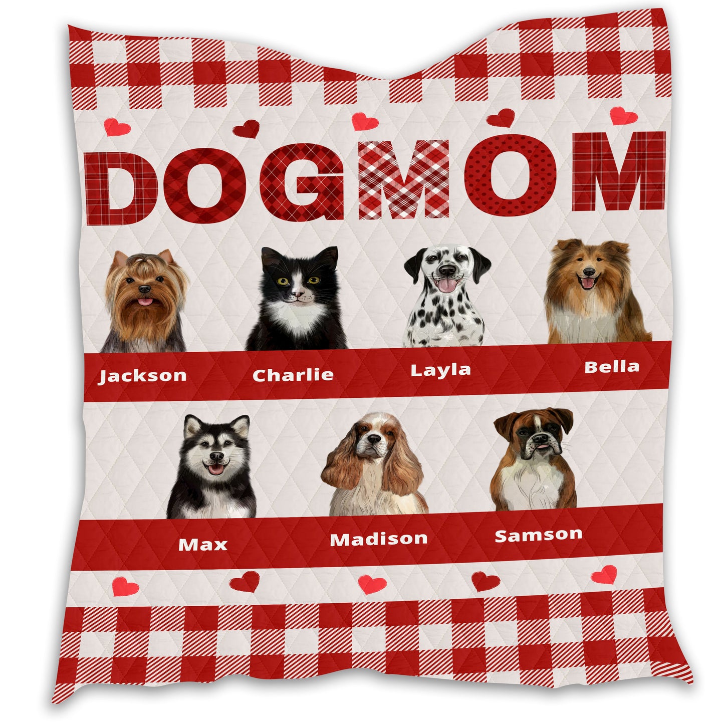 Personalized Dog Cat Pet Mom Quilt 1-10 Pets