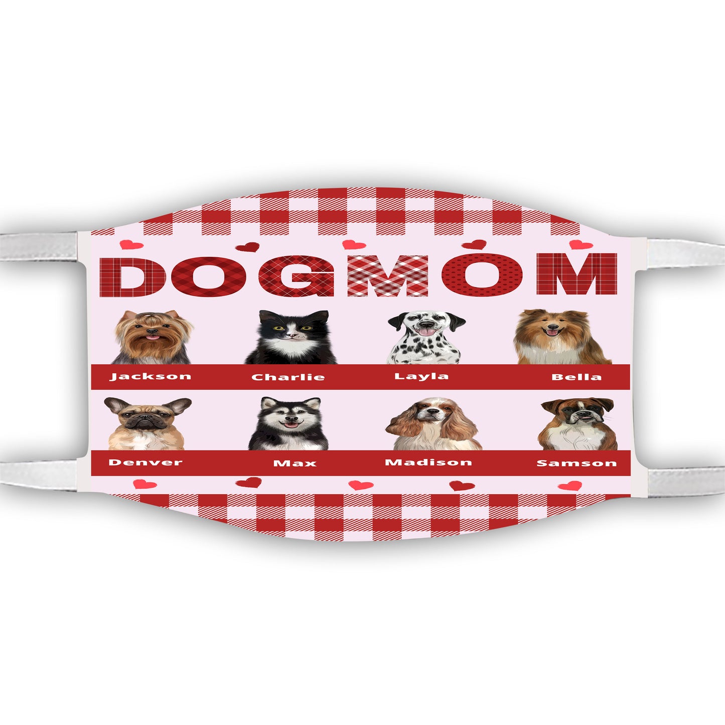 Personalized Dog Cat Pet Mom Face Mask 1-10 Pets