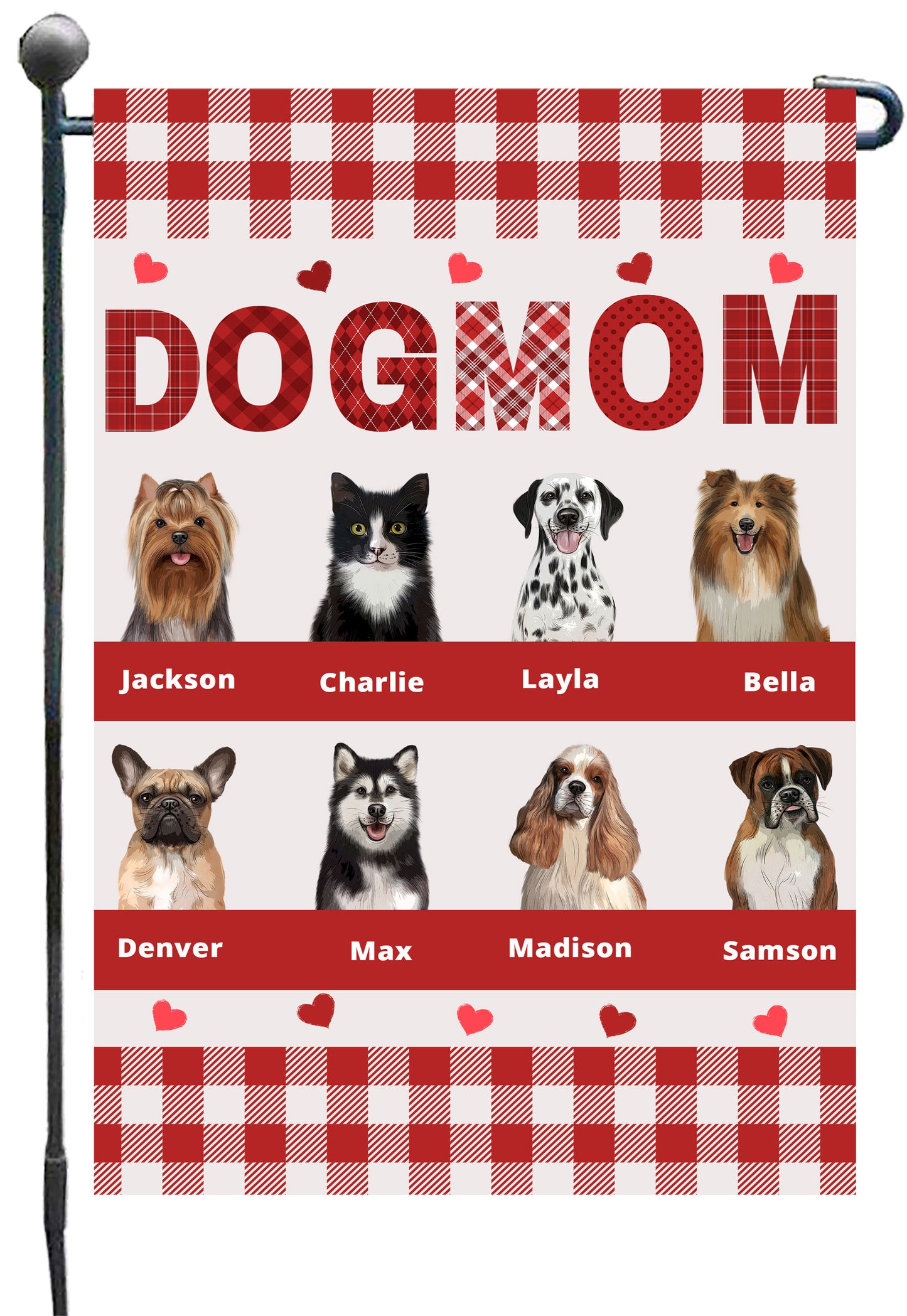 Personalized Dog Cat Pet MOM Garden Flag 1-10 pets