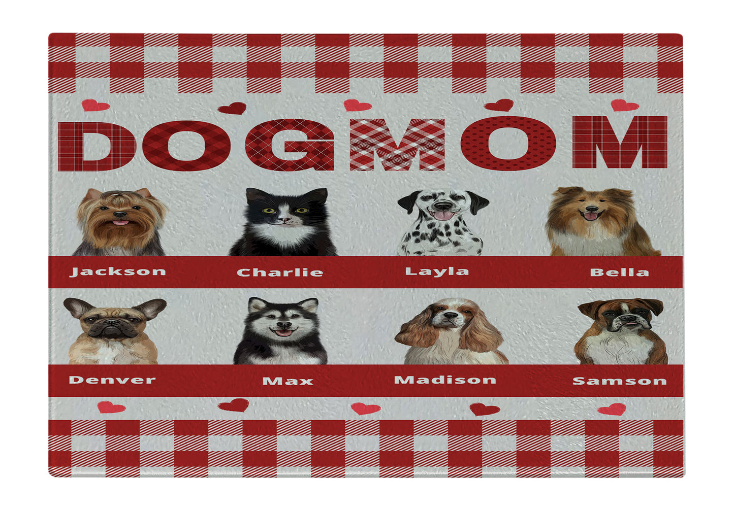 Personalized Dog MOM Cutting Board 1 to 10 Pets