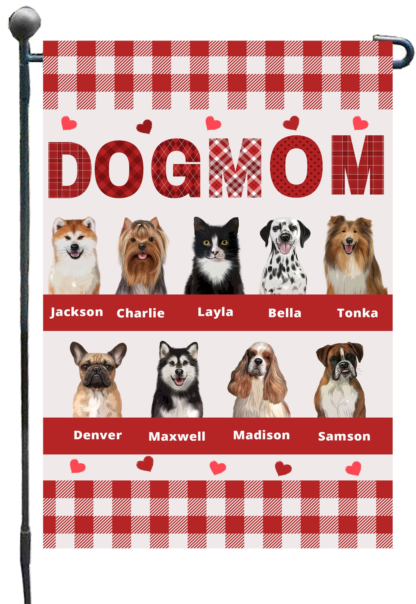 Personalized Dog Cat Pet MOM Garden Flag 1-10 pets