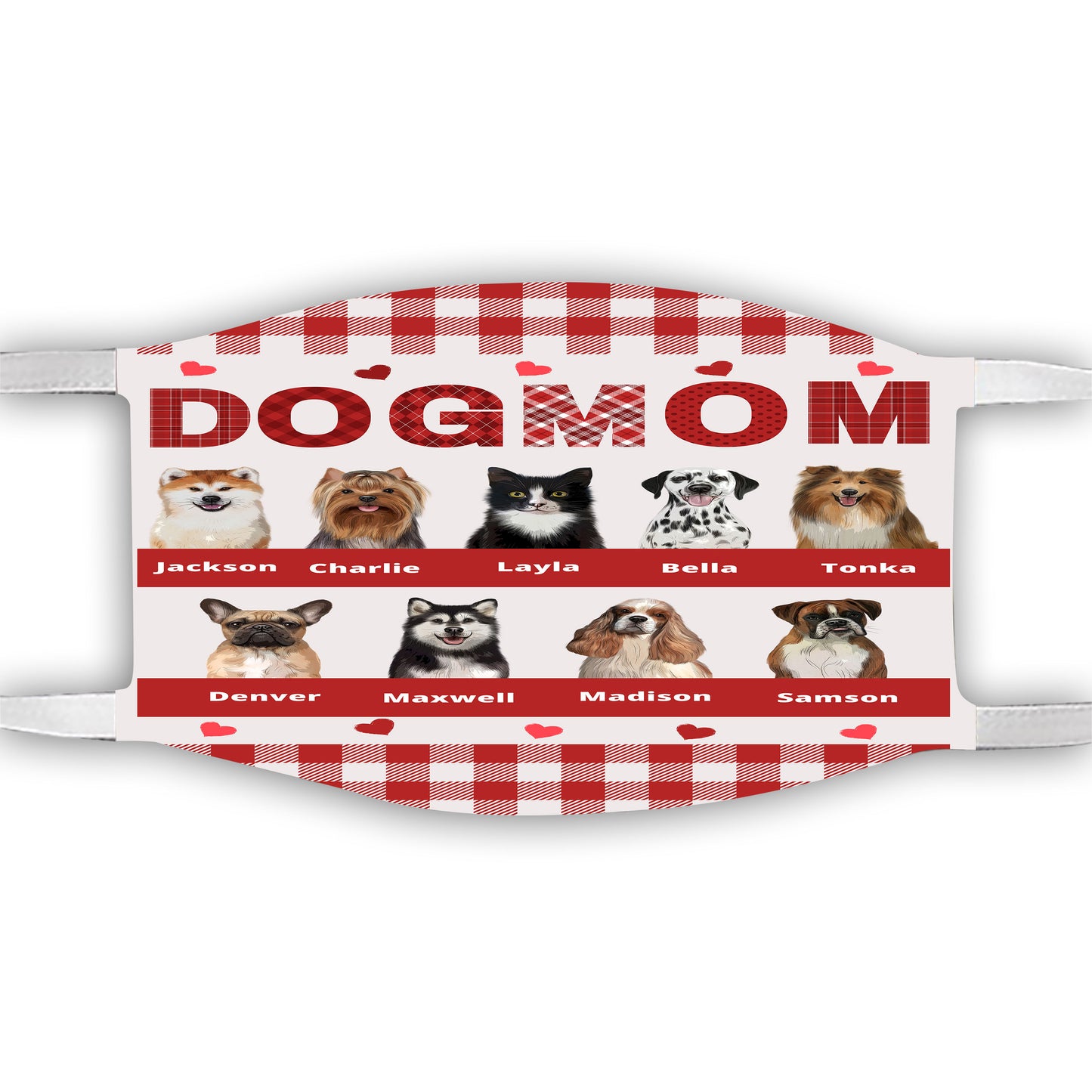 Personalized Dog Cat Pet Mom Face Mask 1-10 Pets
