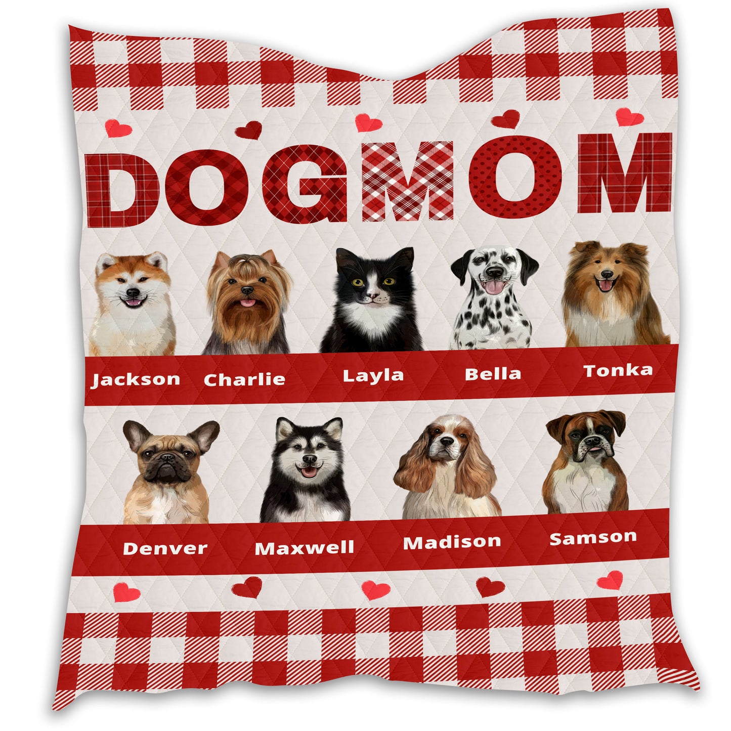 Personalized Dog Cat Pet Mom Quilt 1-10 Pets