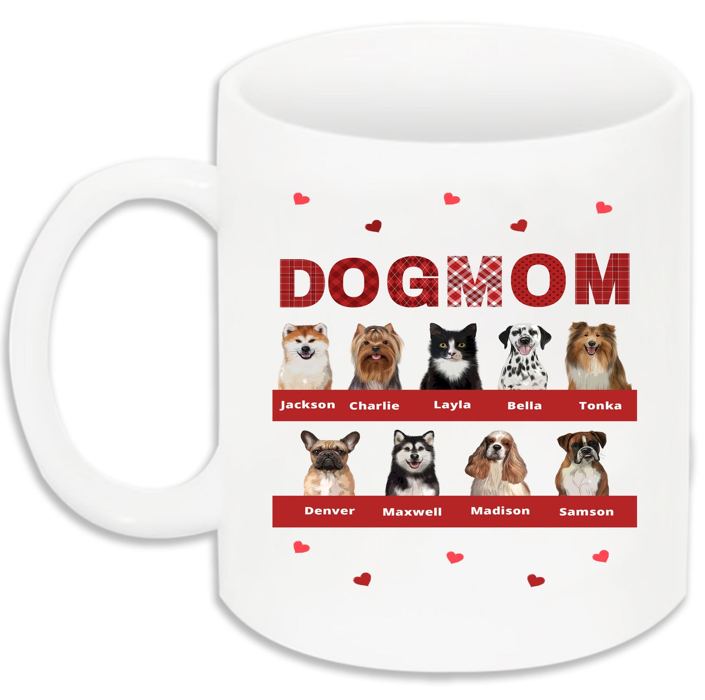 Personalized DOG MOM 11 OZ Coffee Mug 1 to 10 Pets