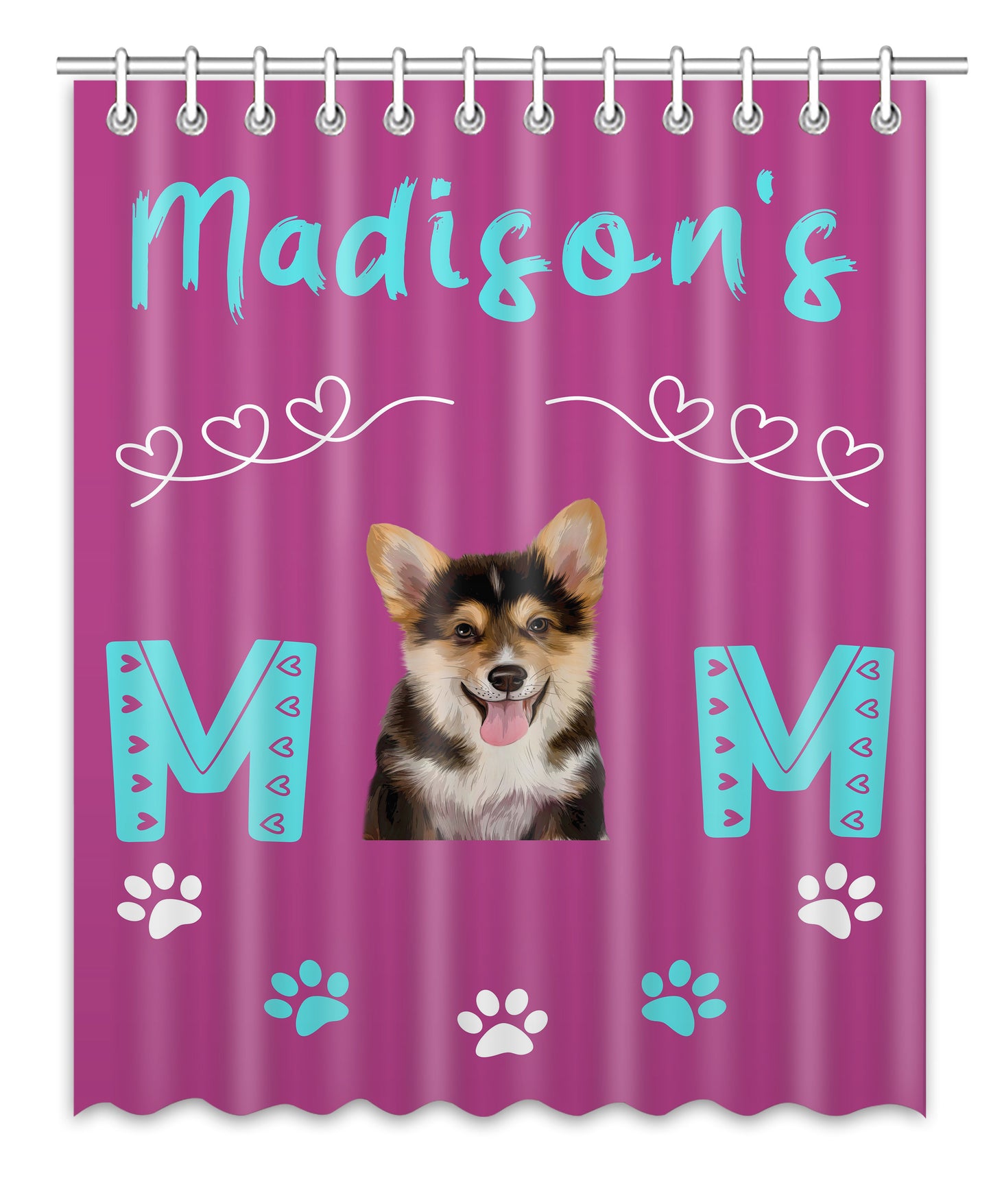 Personalized Mom's Dog Cat Pets Paw Print Shower Curtain