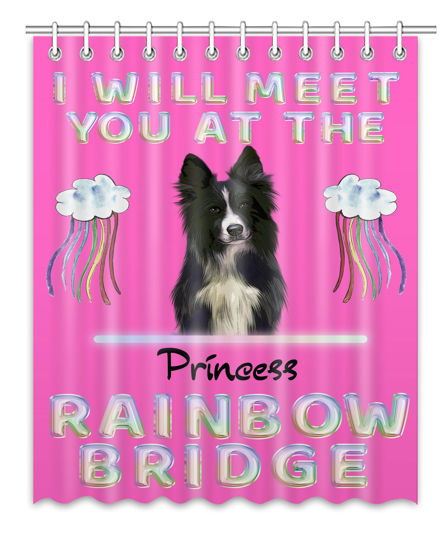 Personalized Meet You At The Rainbow Bridge Dog Cat Pets Memorial Shower Curtain